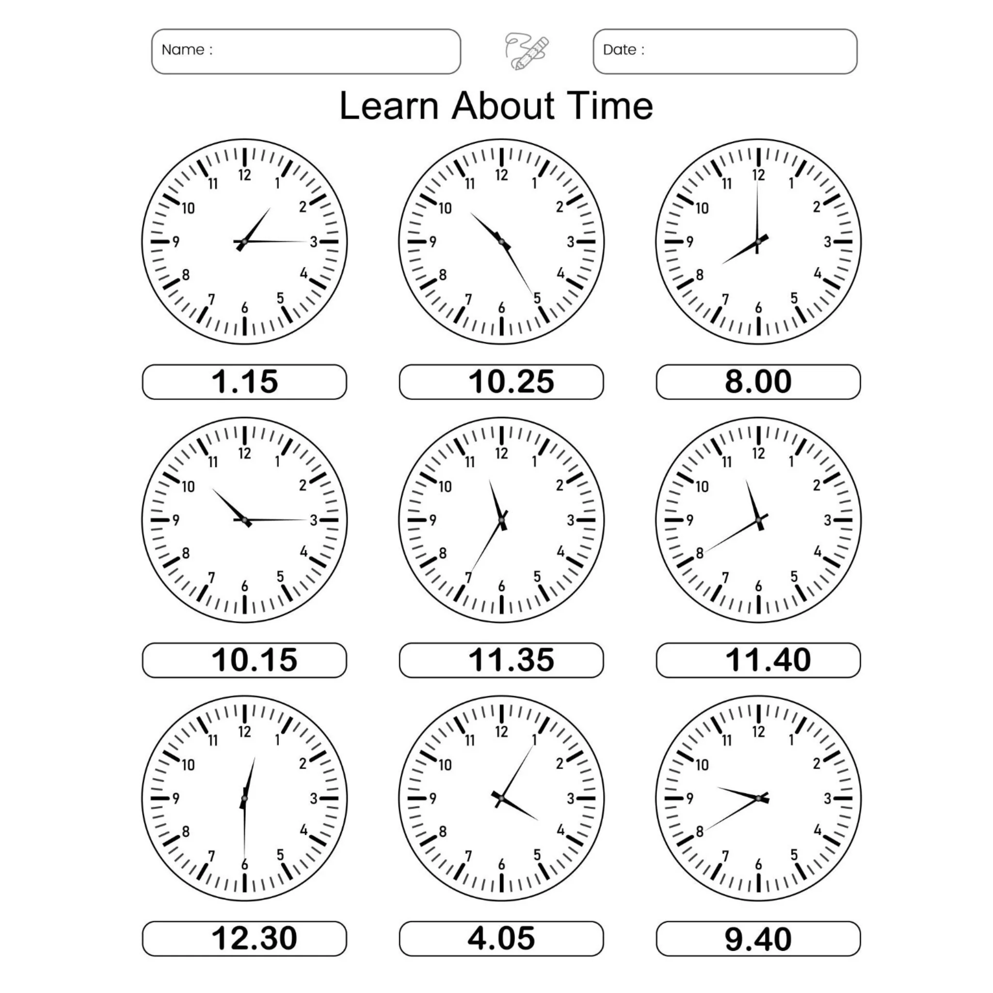 Telling Time Worksheets 120 Page Workbook - Image 3