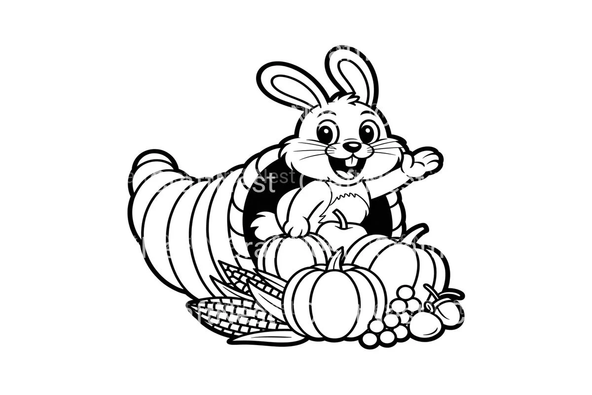 Thanksgiving Bunny Cornucopia Coloring Books - Image 3