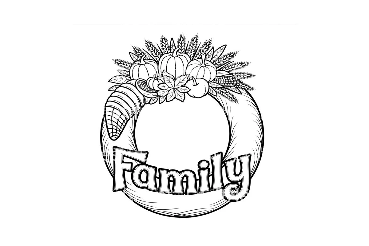 Thanksgiving Family Wreath Coloring Books - Image 4