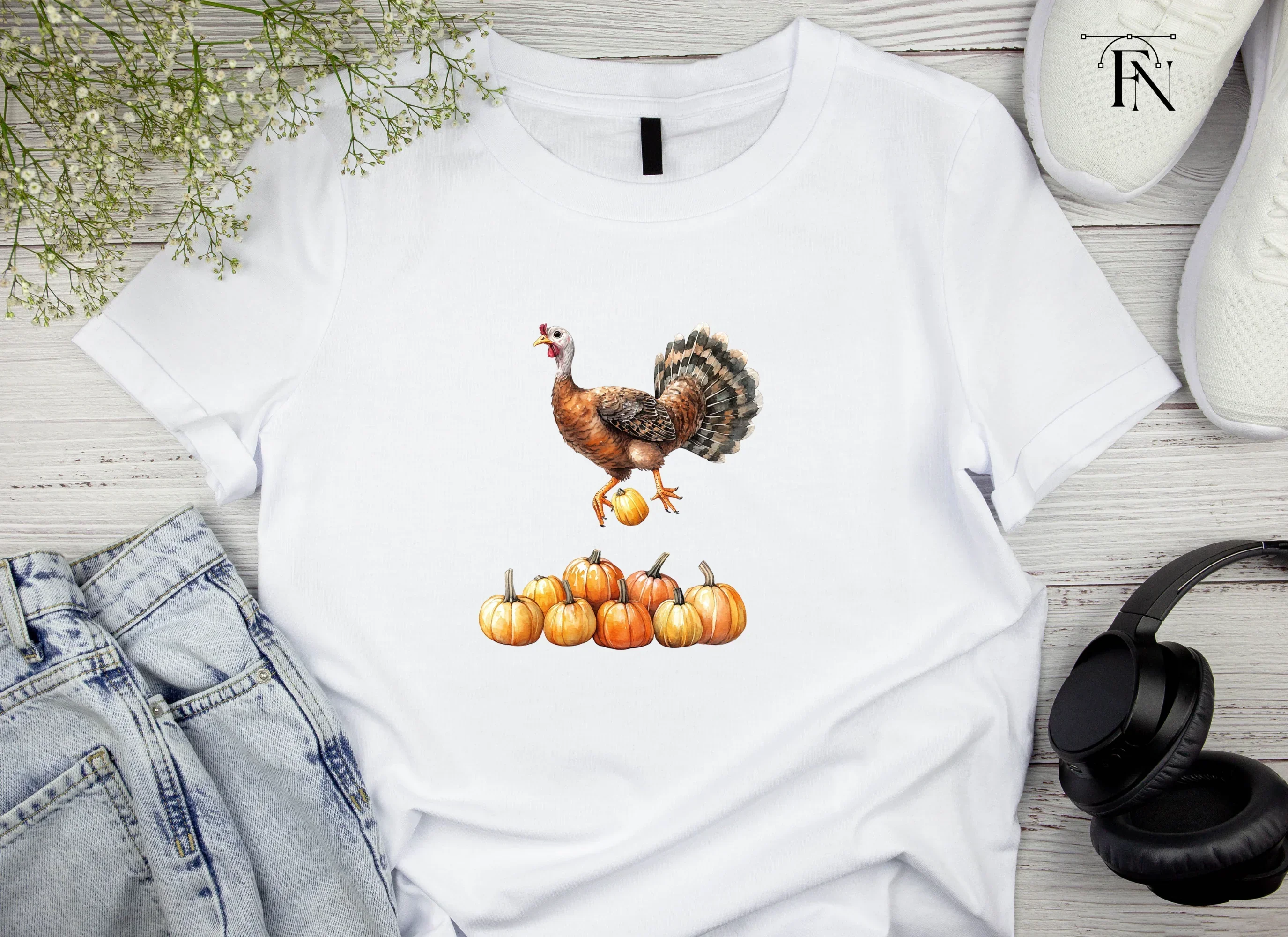 Thanksgiving Turkey and Pumpkins Clipart Bundle - Image 3