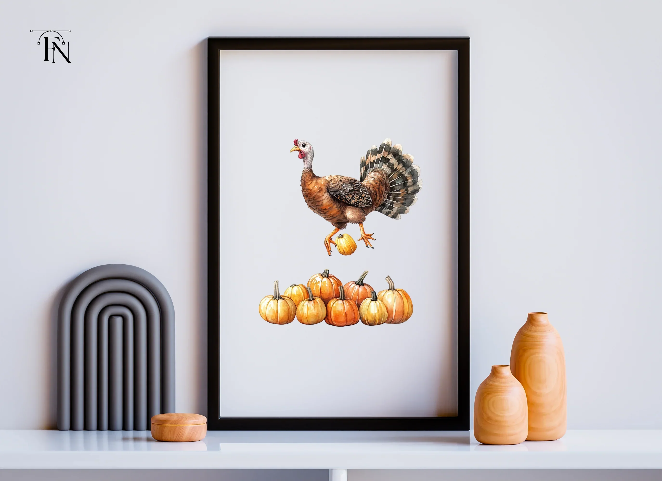 Thanksgiving Turkey and Pumpkins Clipart Bundle - Image 6