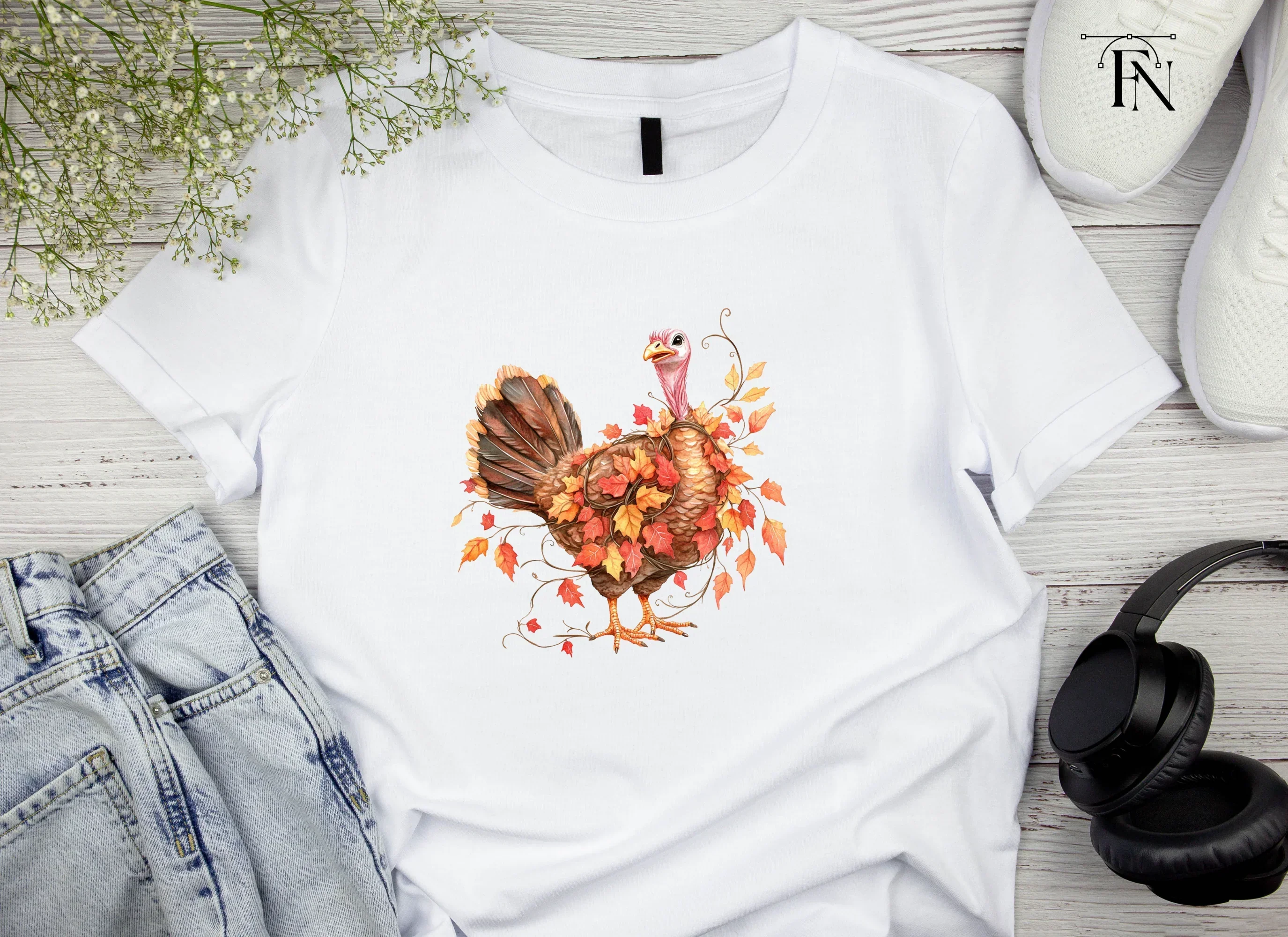 Thanksgiving Turkey Autumn Leaves Clipart Bundle - Image 4