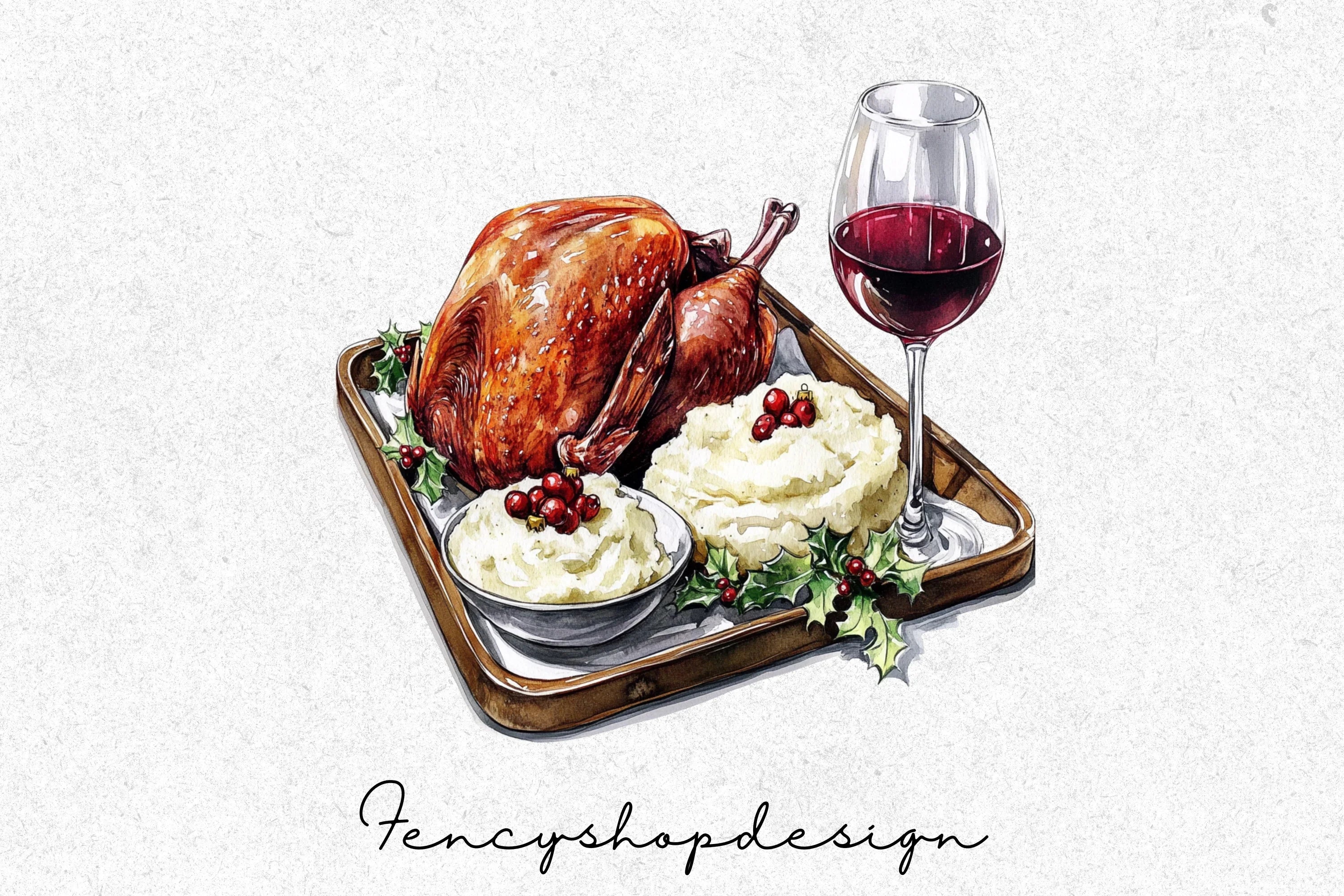 Thanksgiving Turkey Dinner Clipart Bundle - Image 4