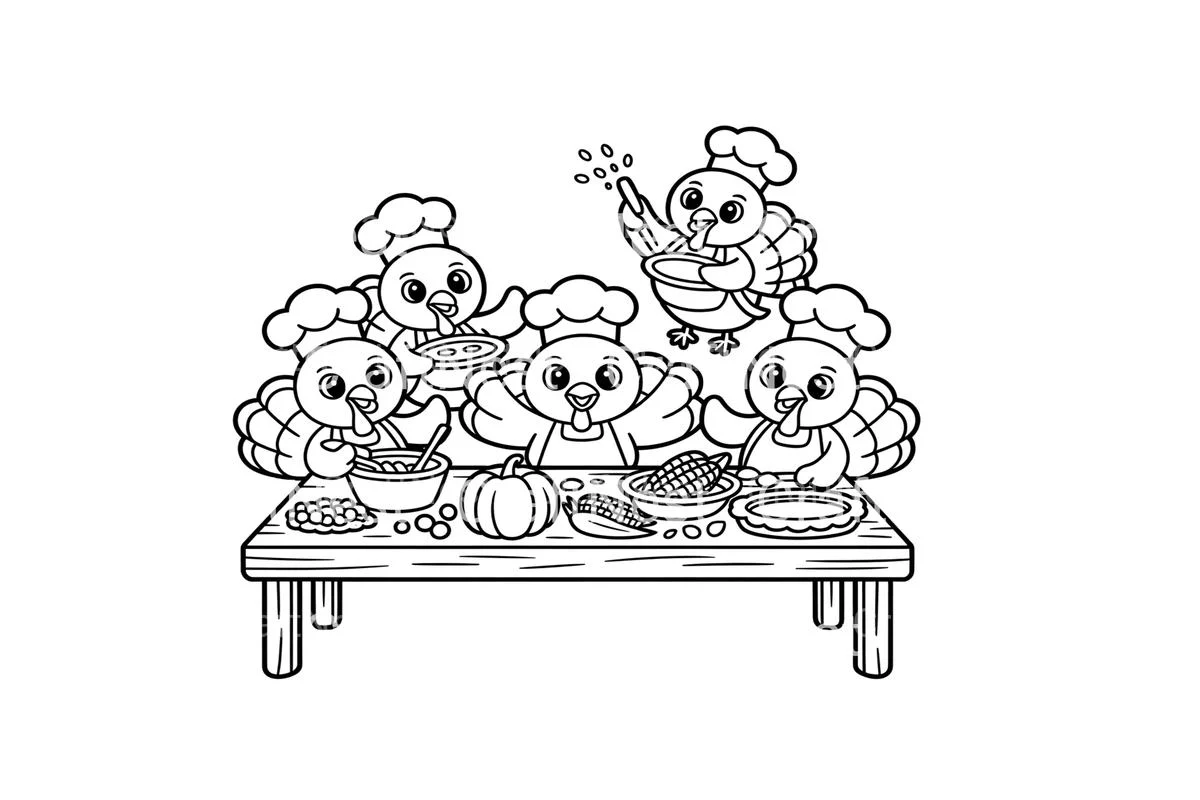 Thanksgiving Turkey Feast Coloring Books - Image 2
