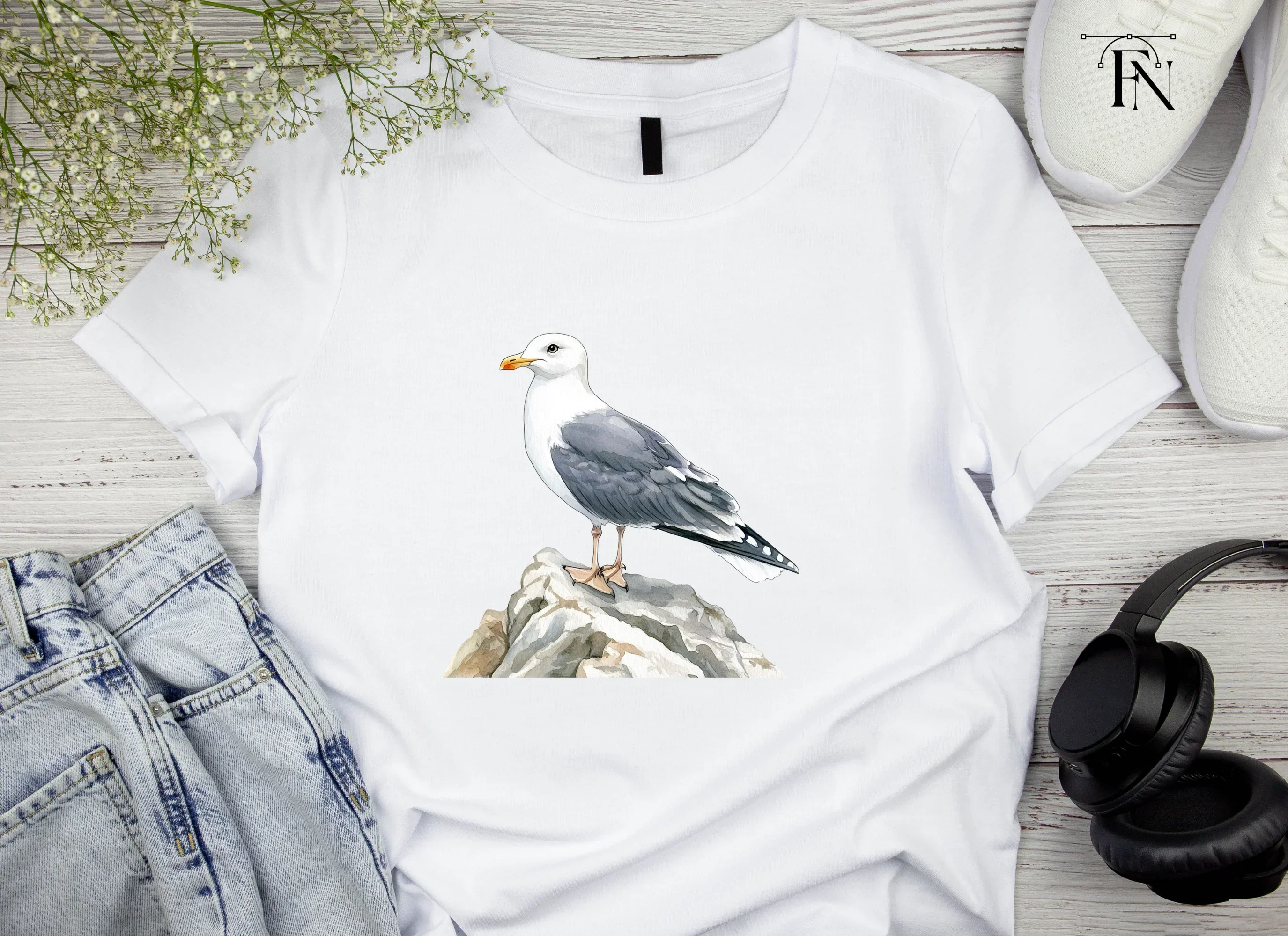 Three Seagulls on Rocks Clipart Bundle - Image 5
