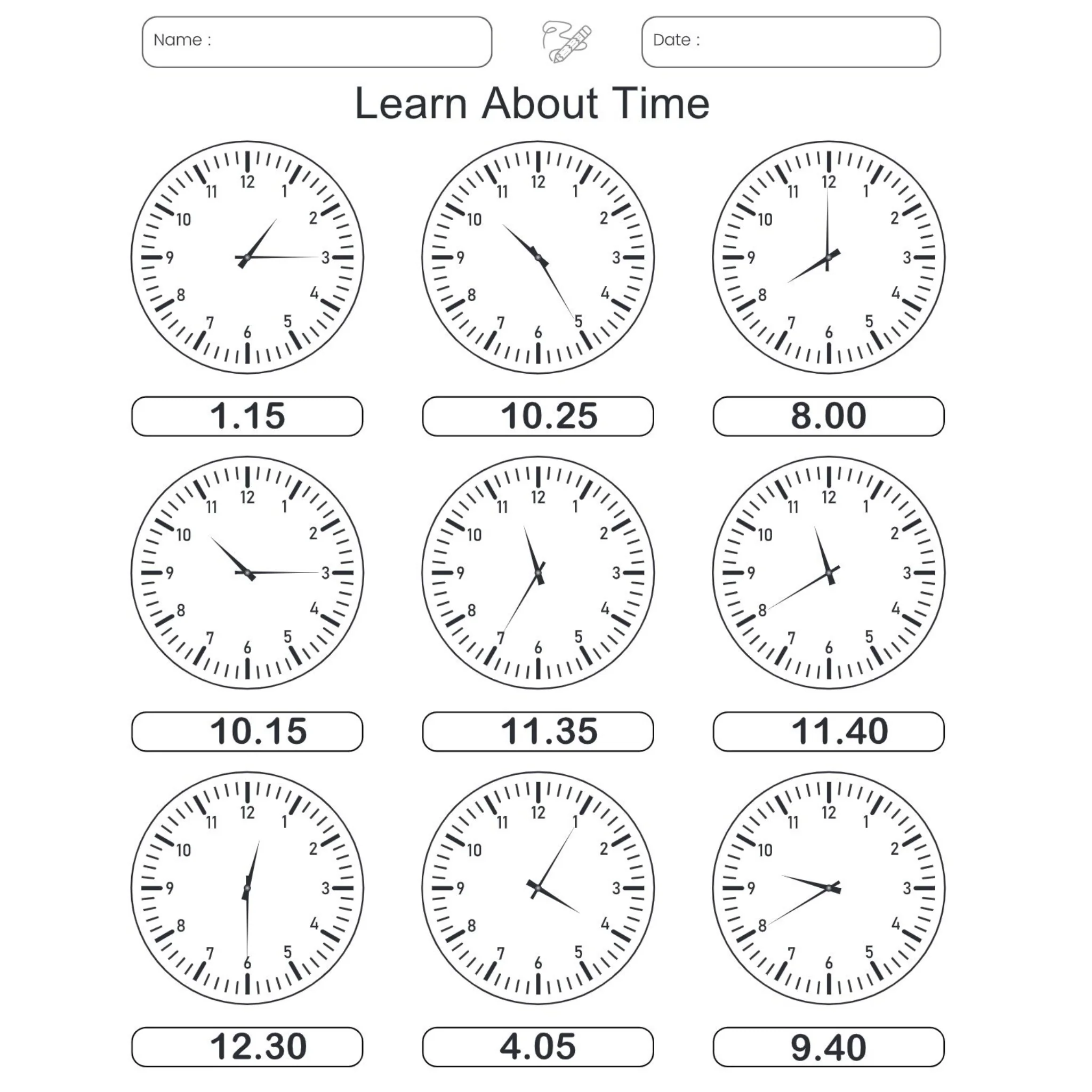 Time Learning Clocks Worksheet Book - Image 3