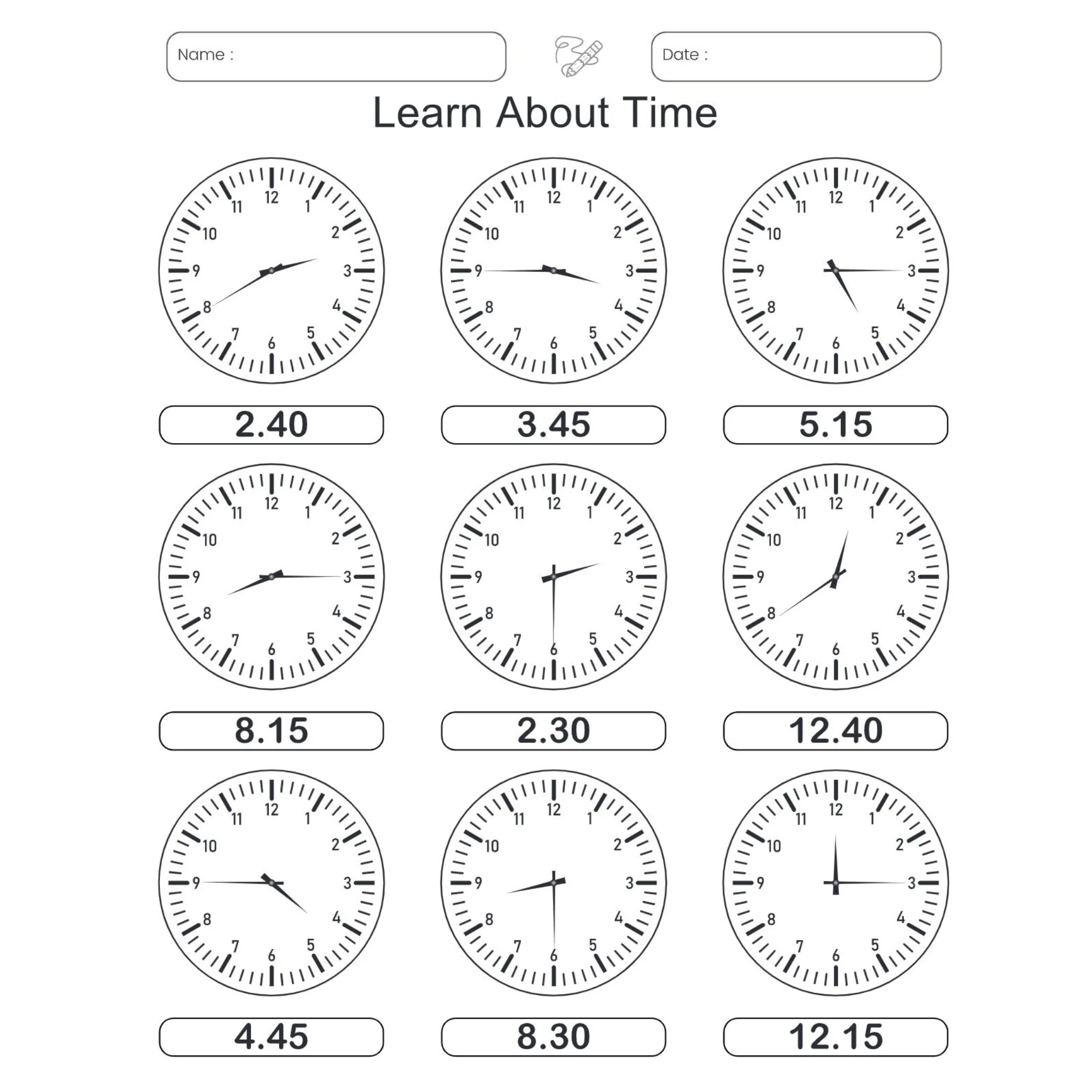Time Learning Clocks Worksheet Book - Image 4