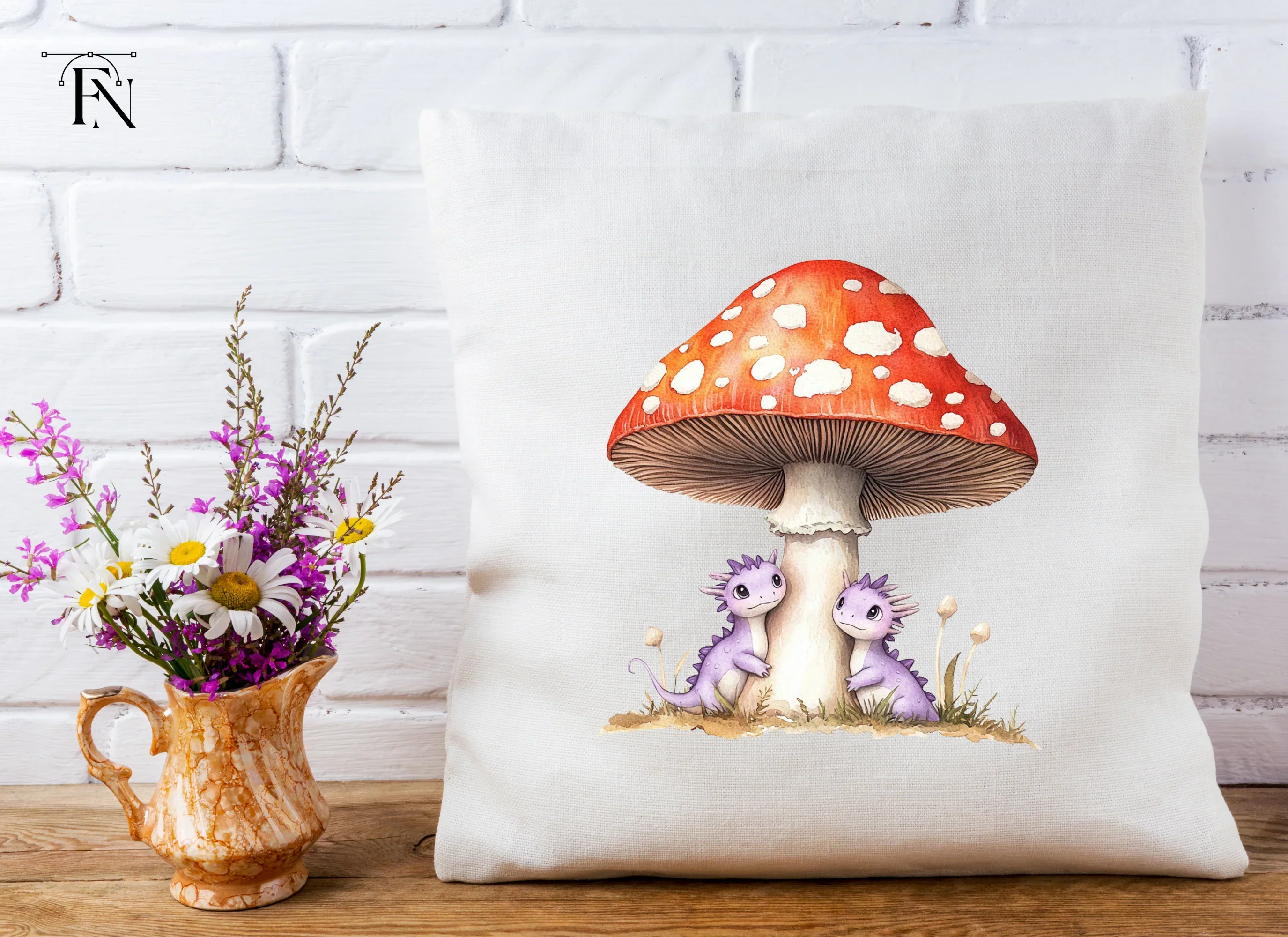 Tiny Dragons Under Mushroom Clipart Bundle - Image 5