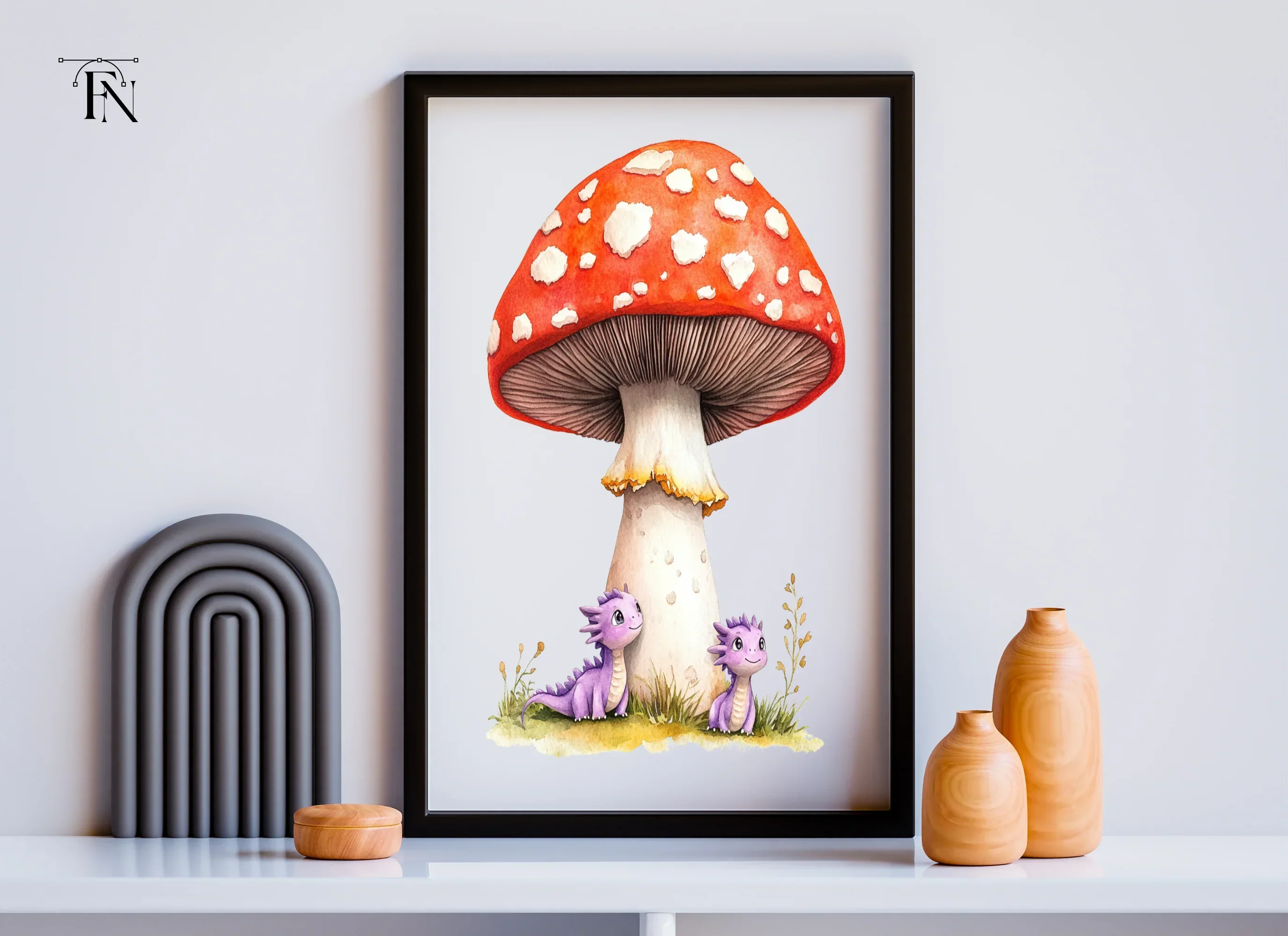 Tiny Dragons Under Mushroom Clipart Bundle - Image 6