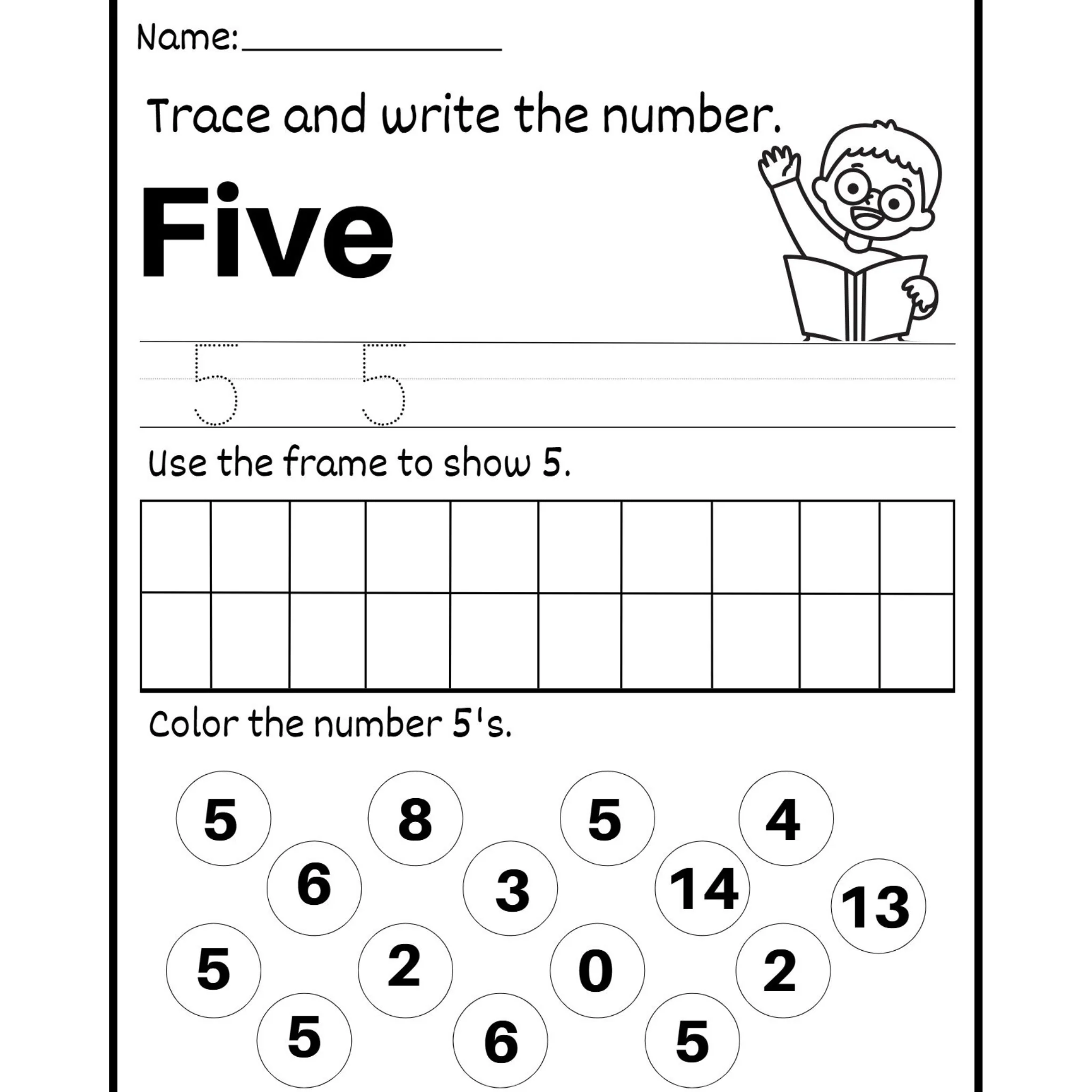 Trace Write and Color Numbers Worksheets - Image 4