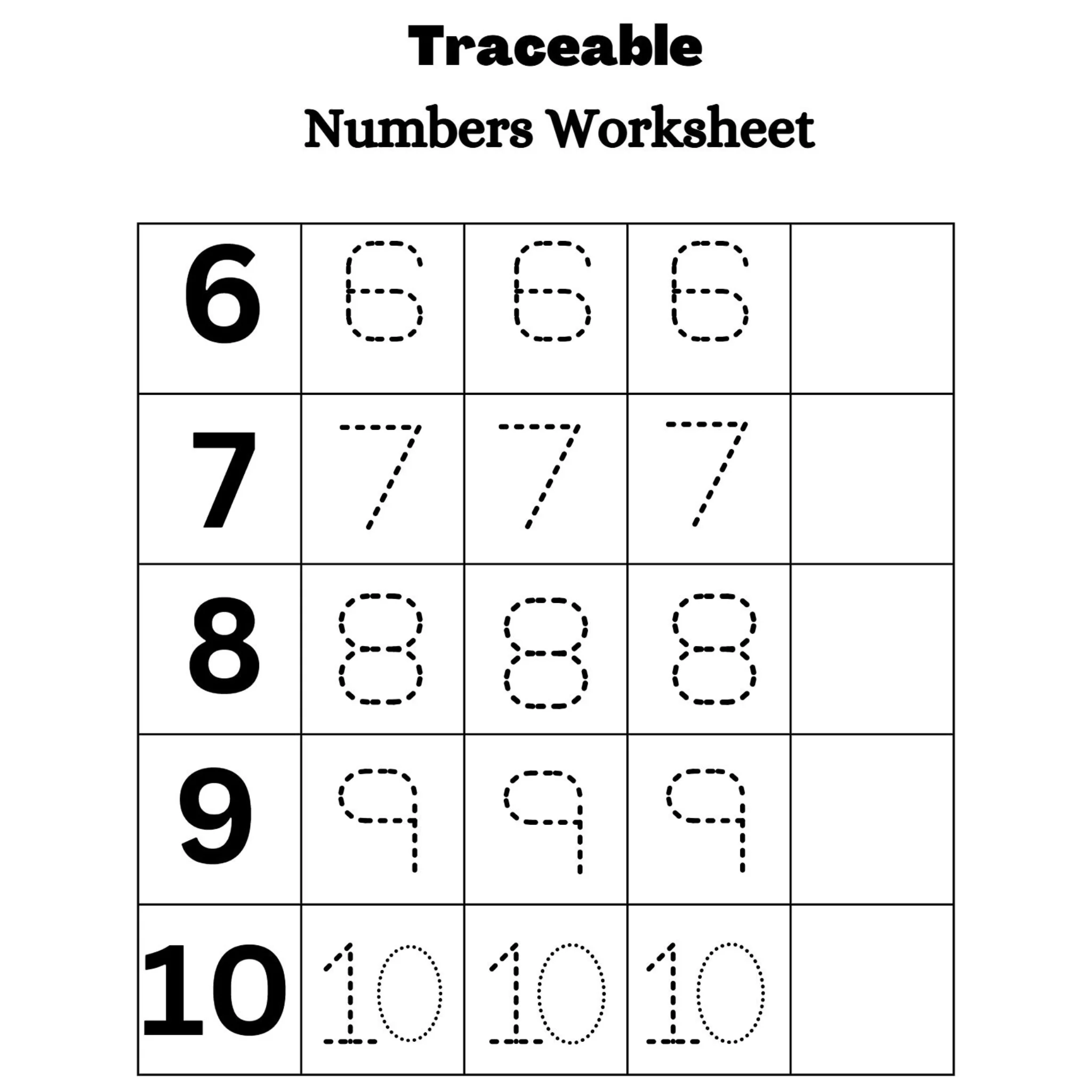 Traceable Numbers Worksheets - Image 2