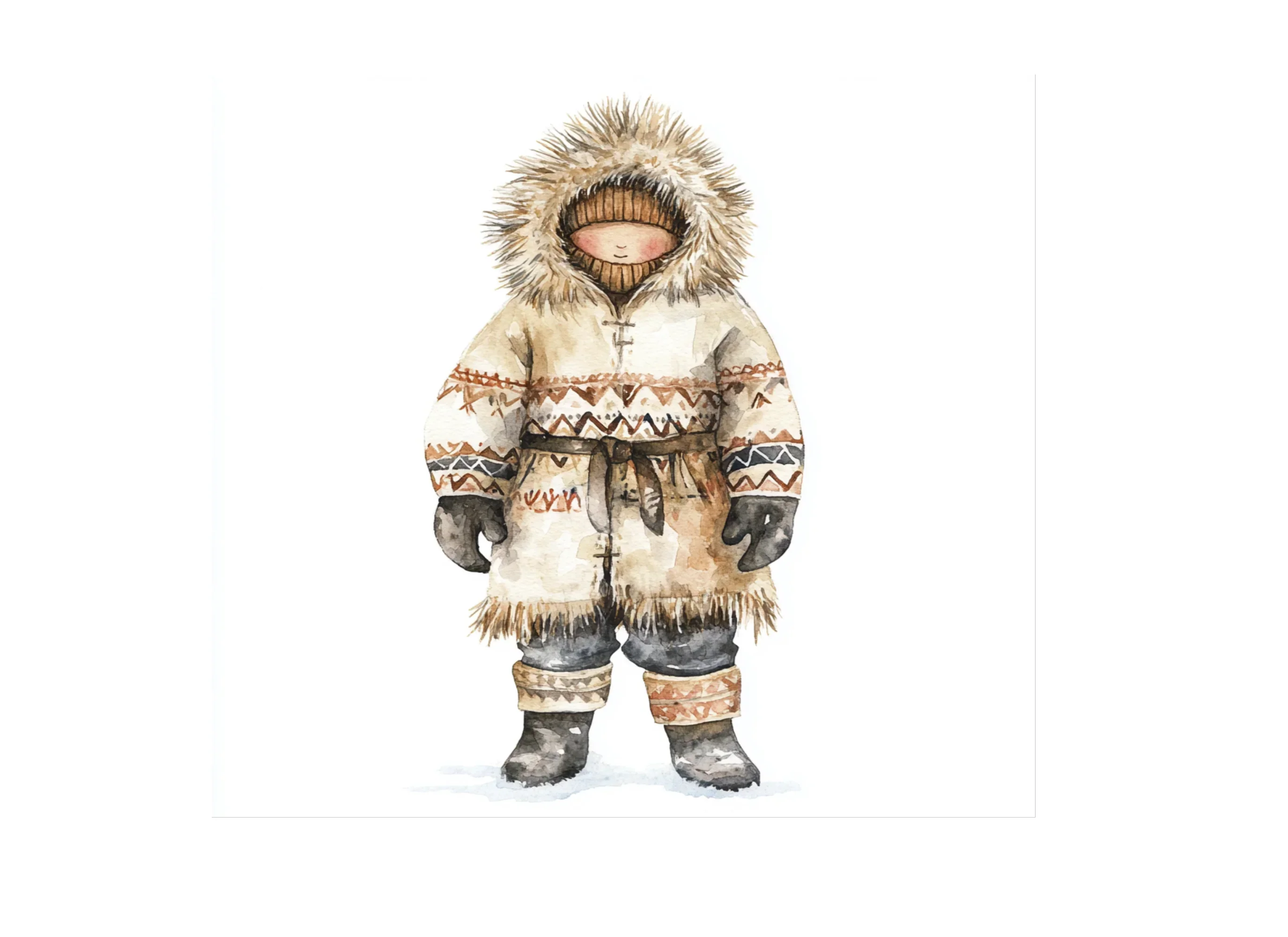 Traditional Inuit Children Clipart Bundle - Image 3