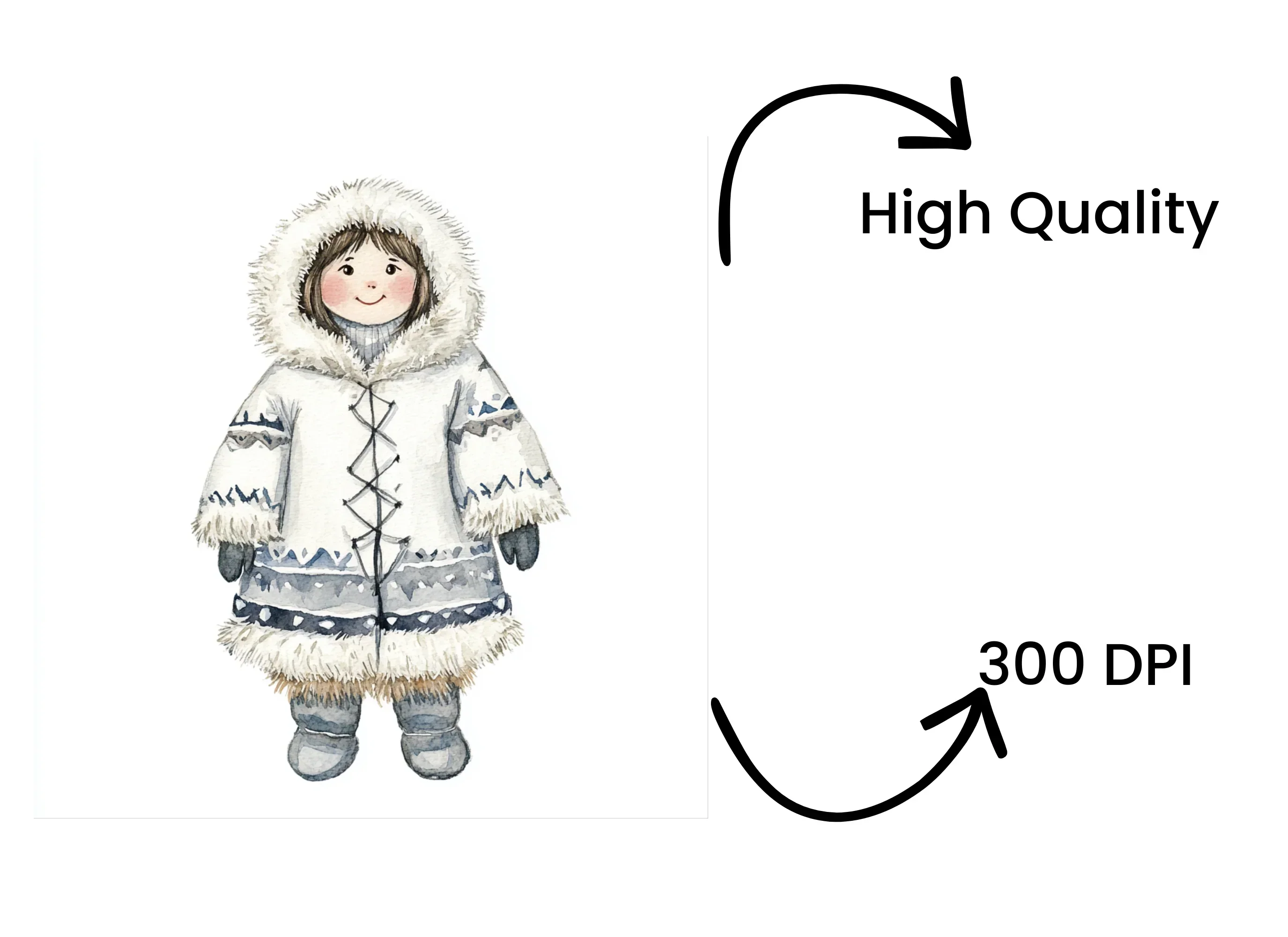Traditional Inuit Children Clipart Bundle - Image 4