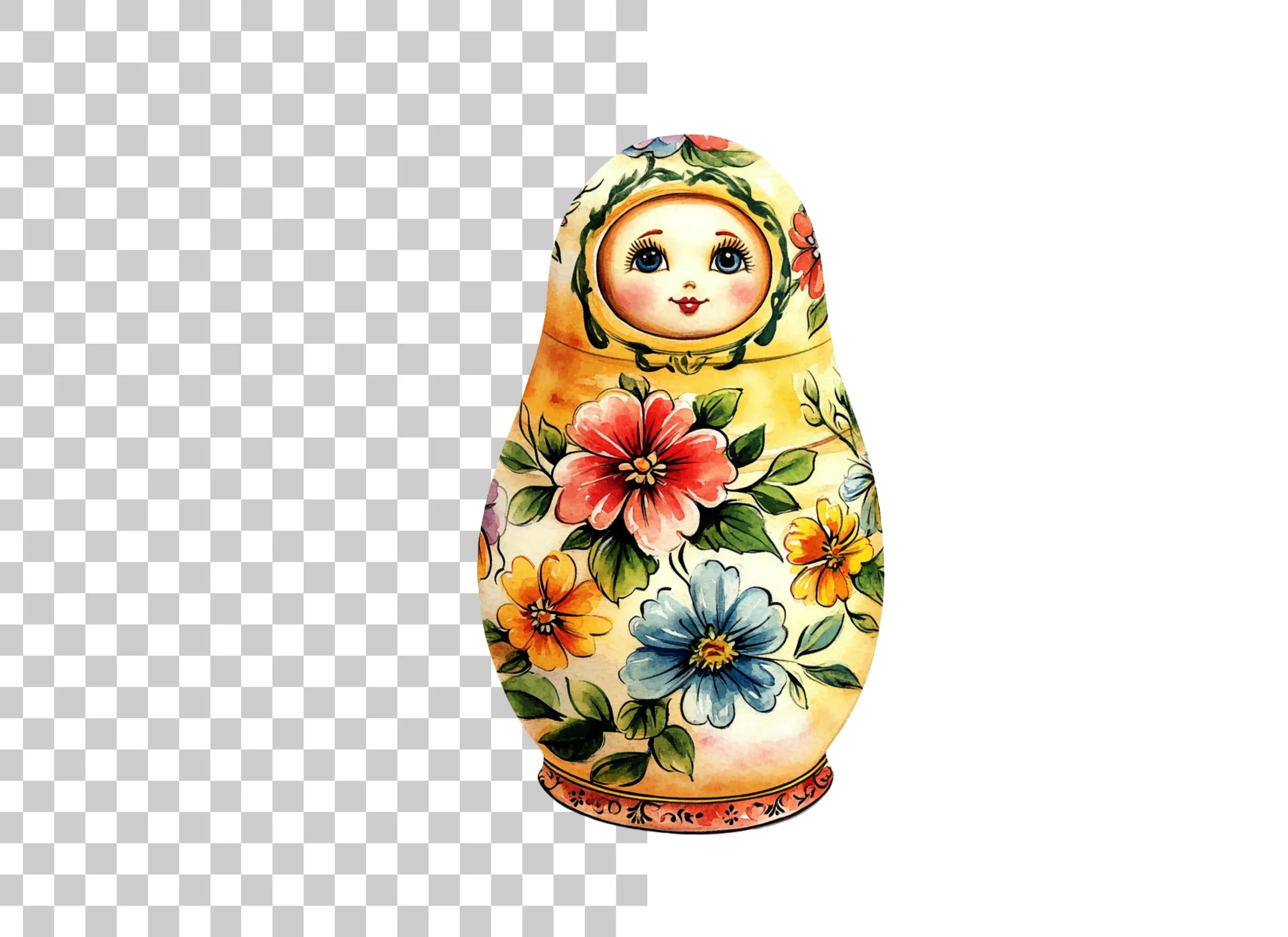 Traditional Russian Doll Floral Clipart Bundle - Image 2