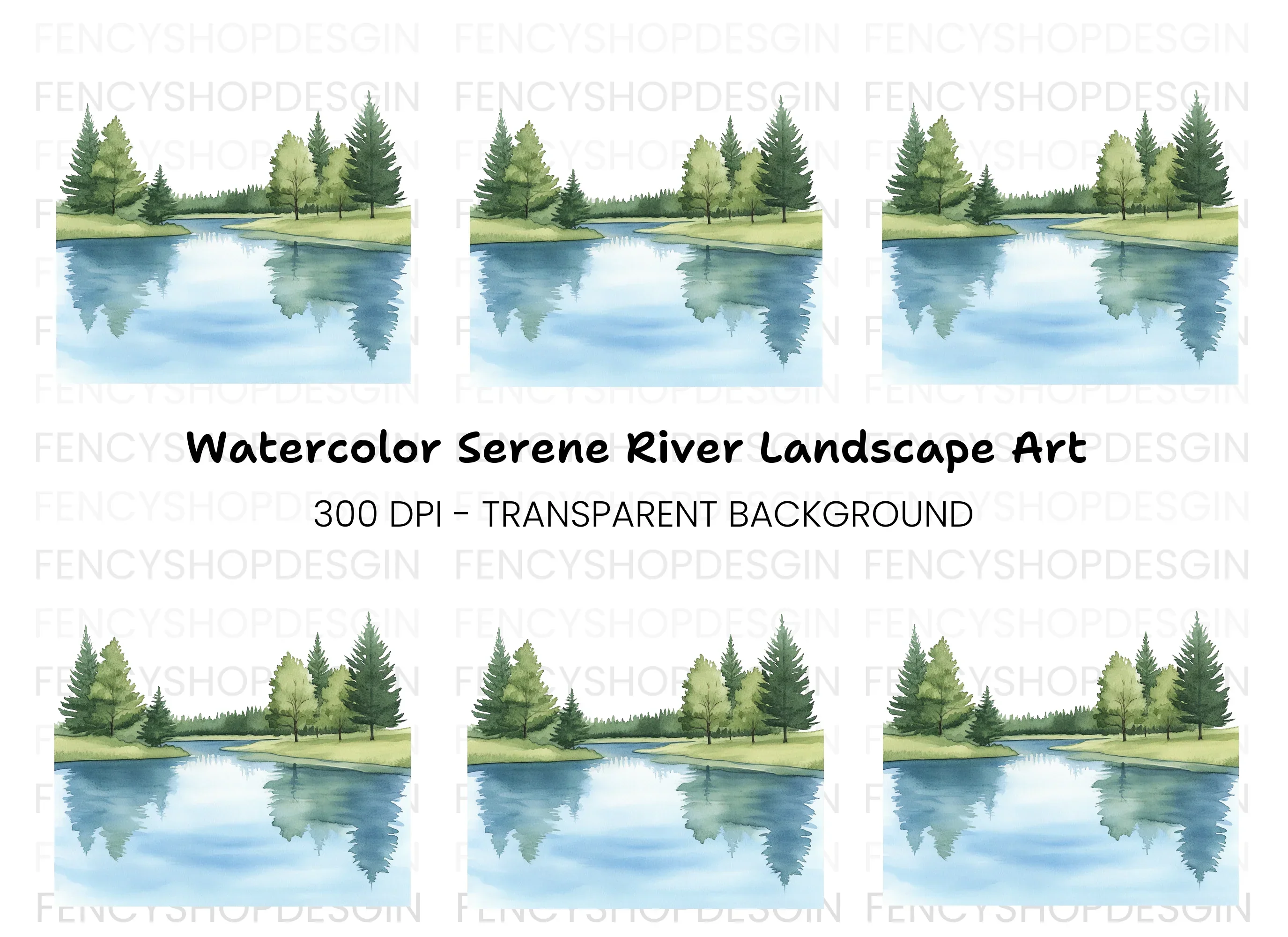 Tranquil Forest River Clipart Bundle