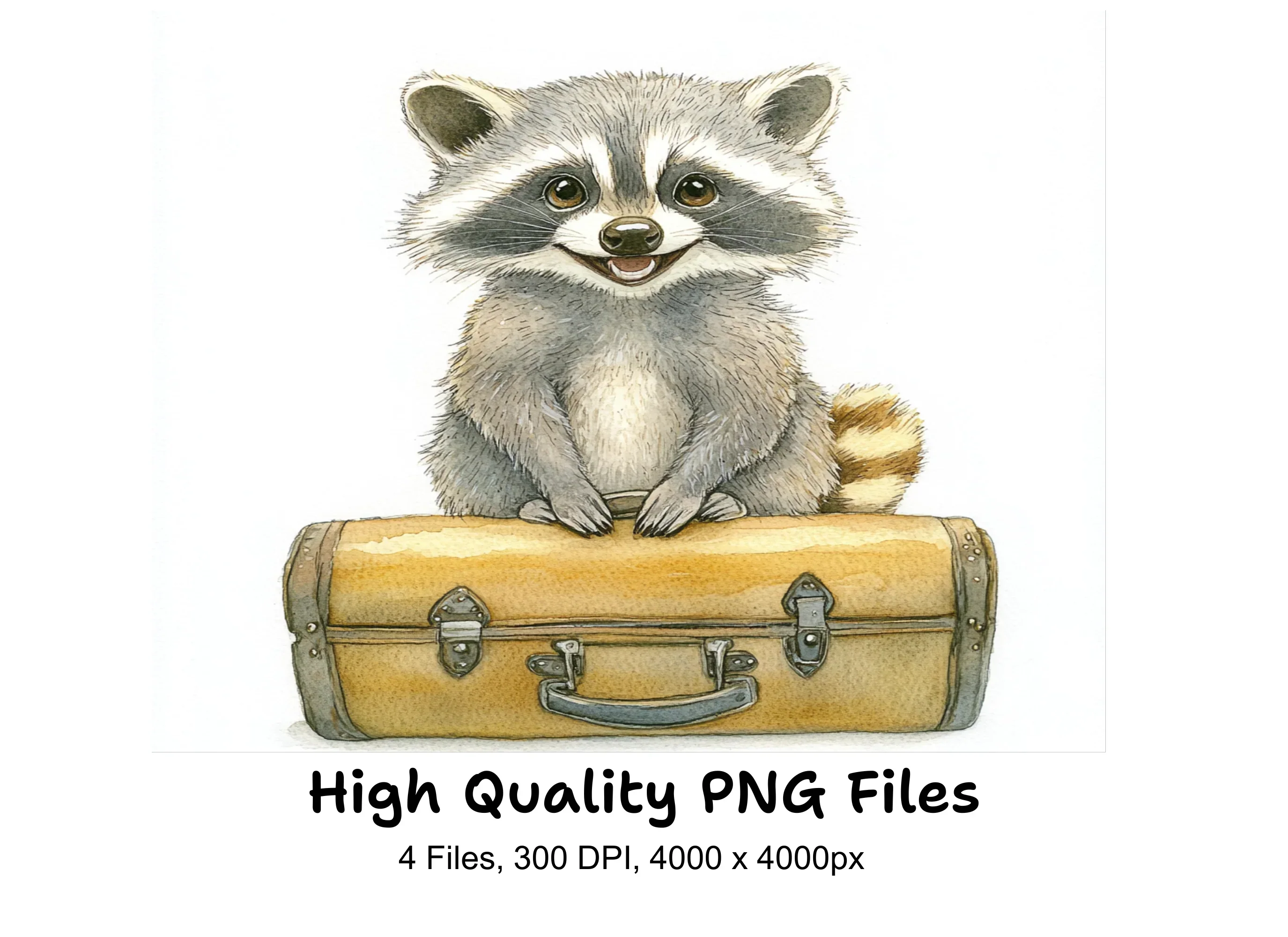 Traveling Raccoon Clipart Bundle