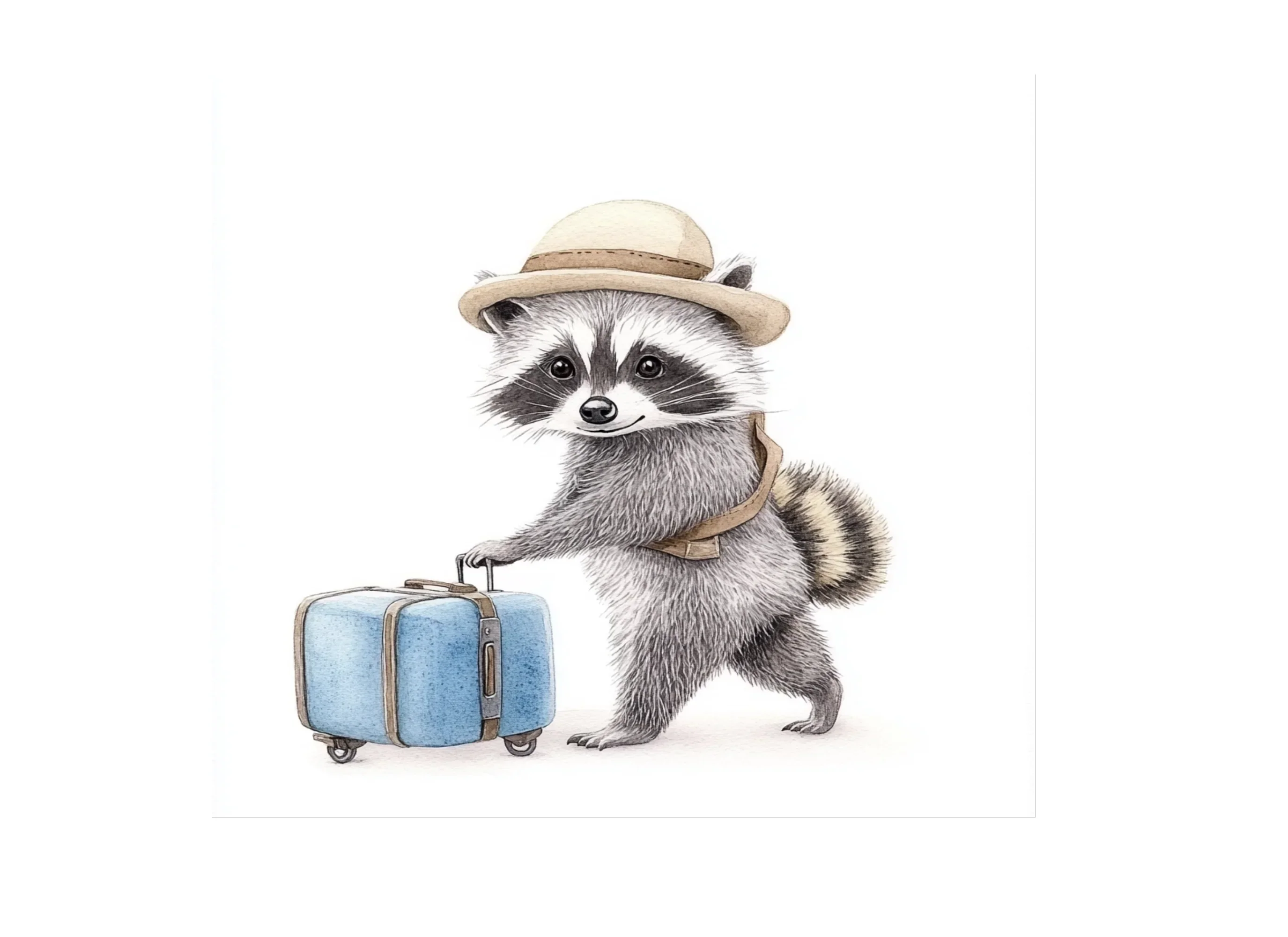 Traveling Raccoon with Luggage Clipart Bundle - Image 3