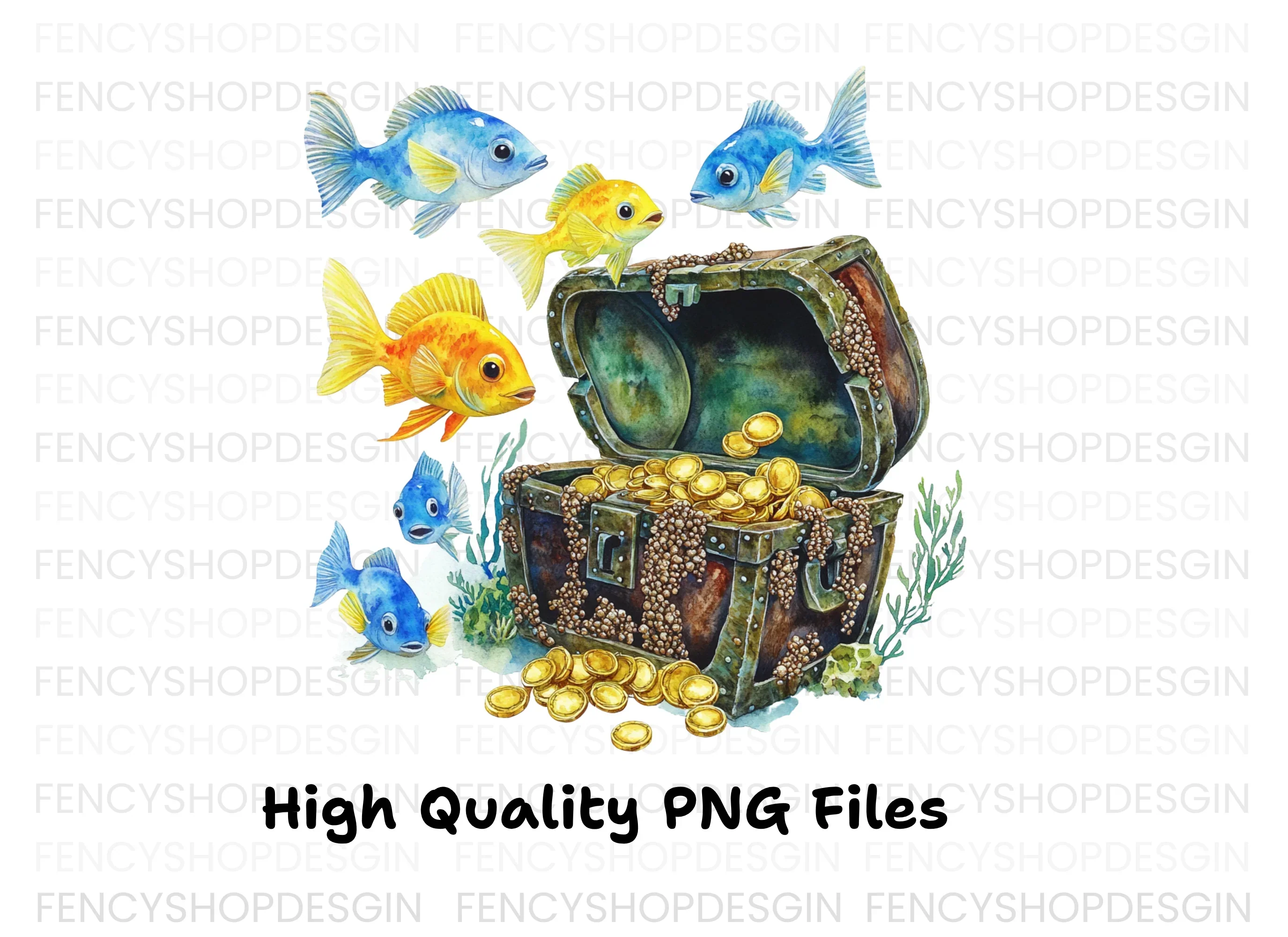 Treasure Chest Fish Clipart Bundle - Image 2