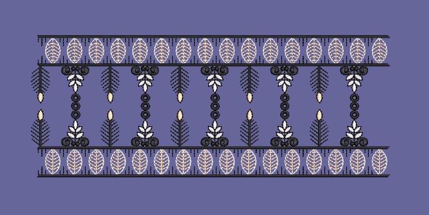 Tribal Geometric Column Border Embroidery Design