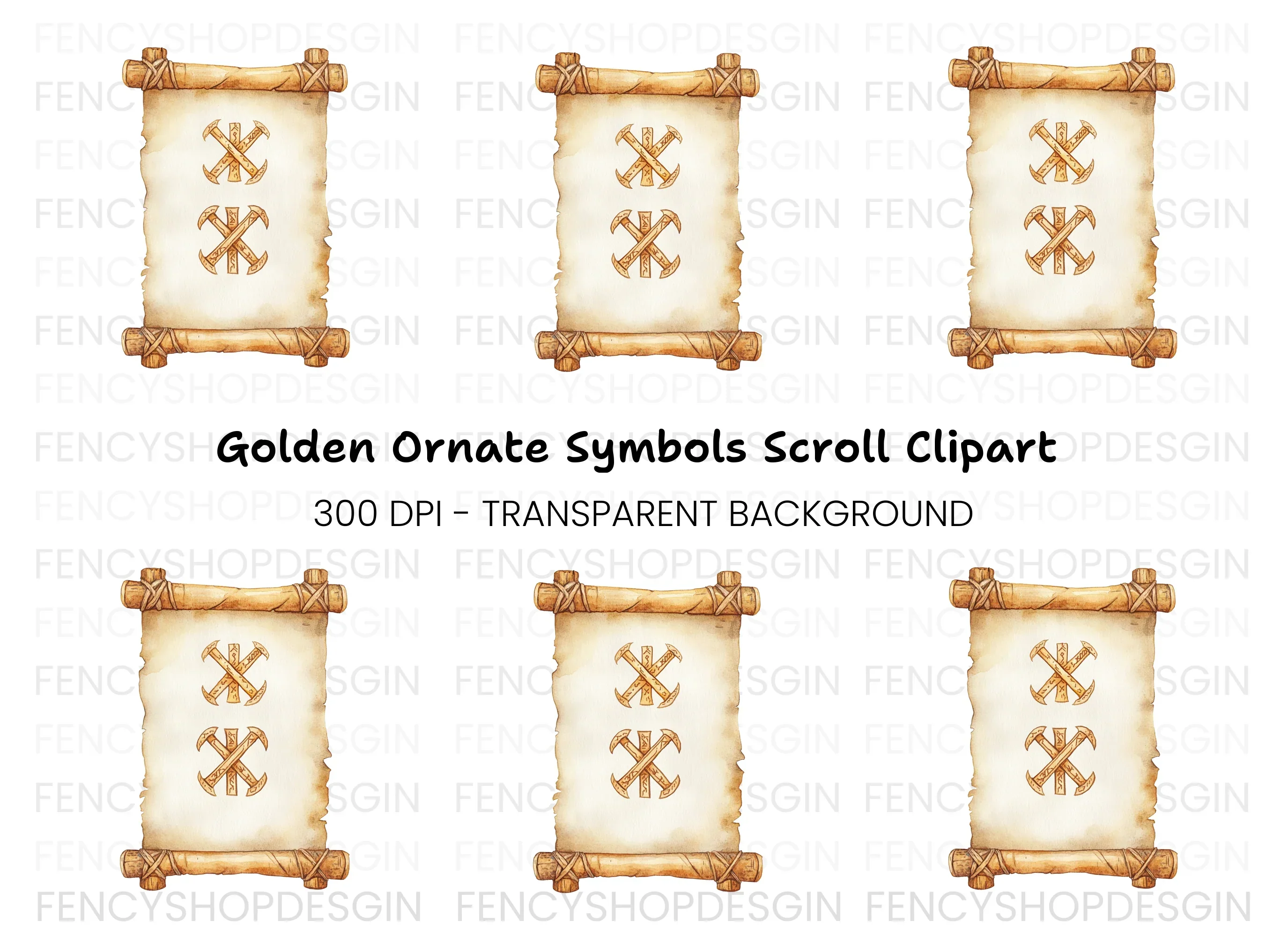 Tribal Symbols Rustic Scroll Clipart Bundle