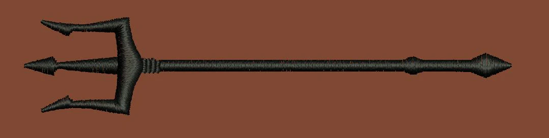 Trident Symbolic Weapon Embroidery Design