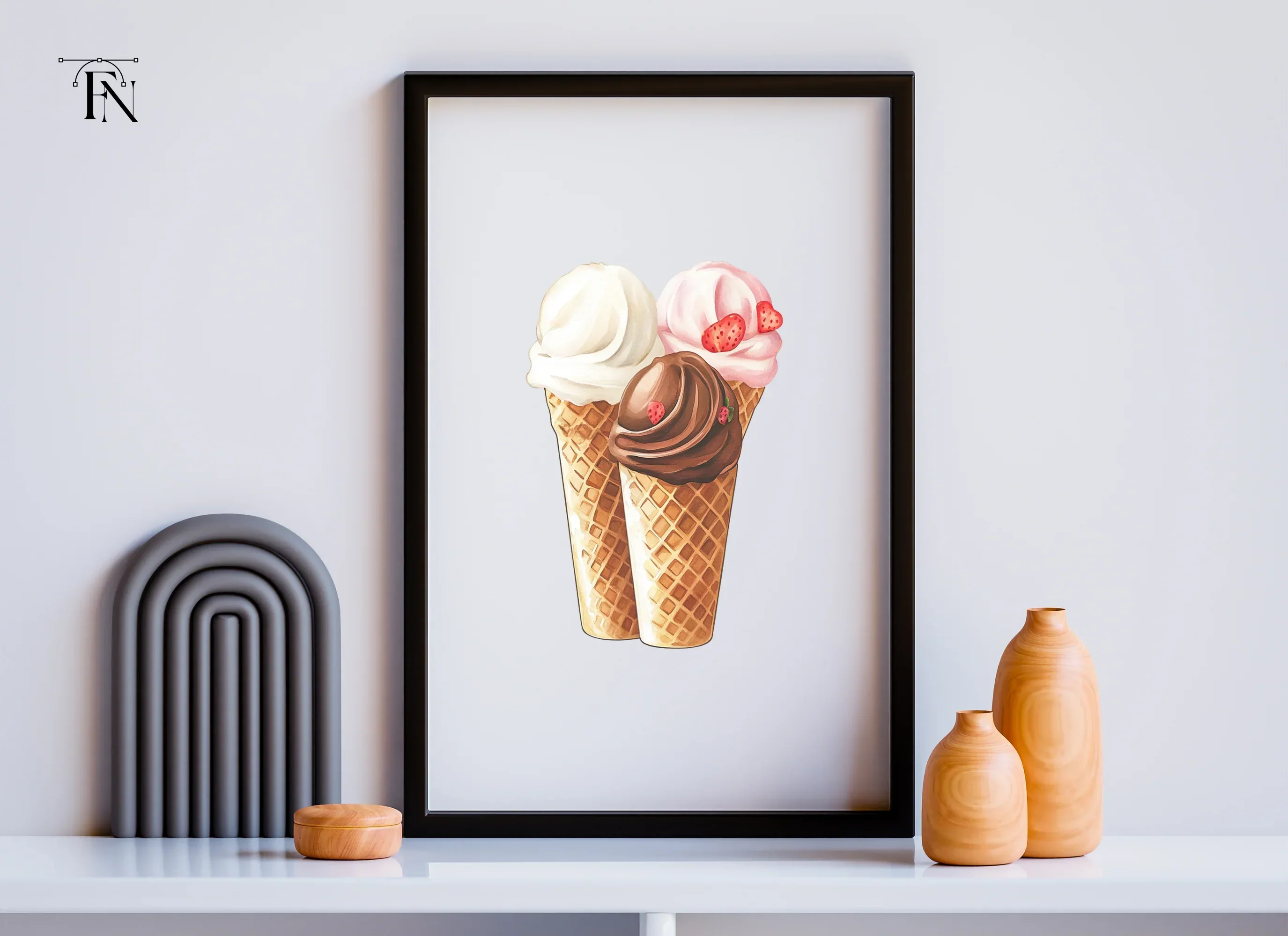 Trio of Delicious Ice Cream Cones Clipart Bundle - Image 5