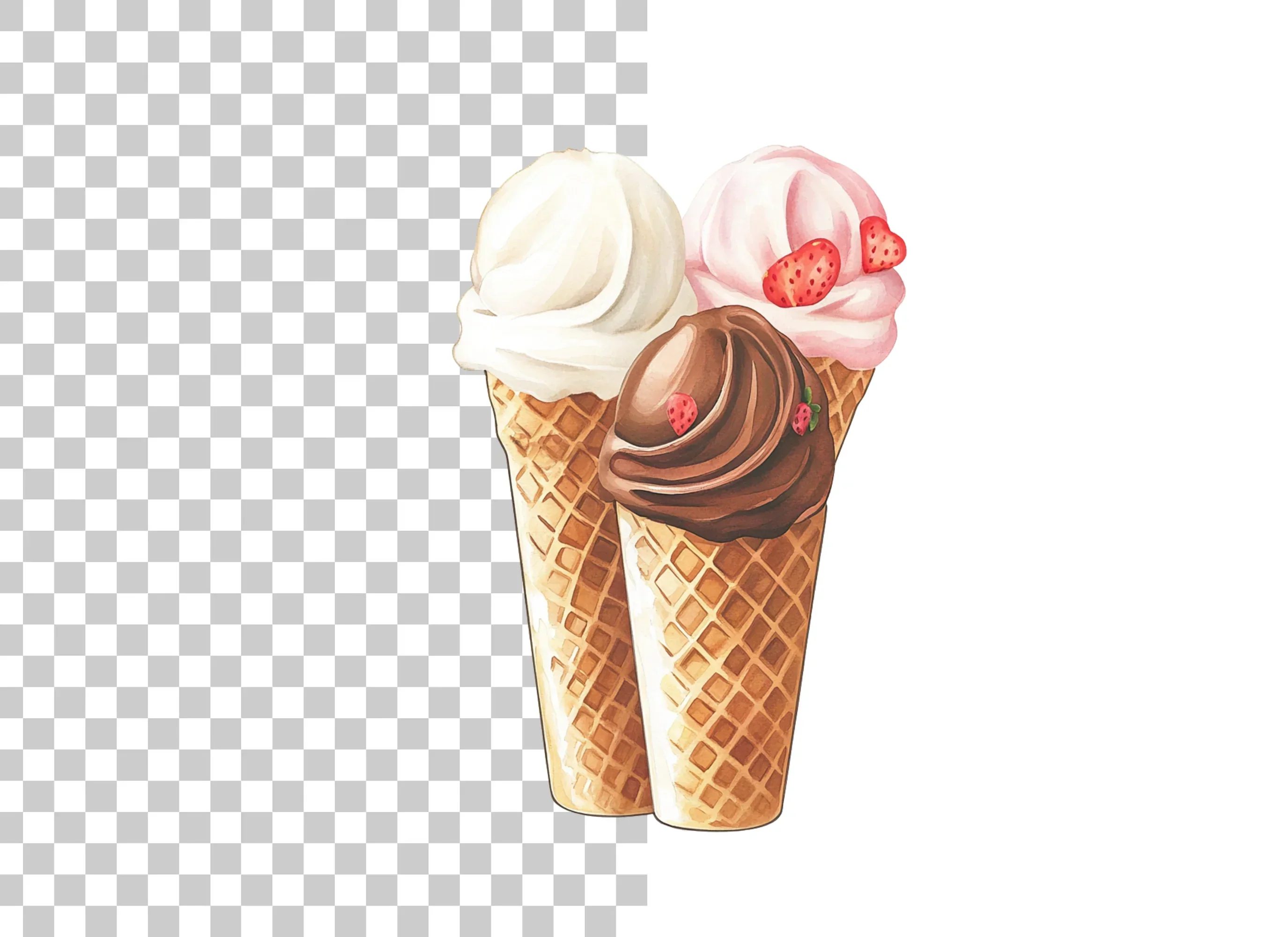 Trio of Delicious Ice Cream Cones Clipart Bundle - Image 6