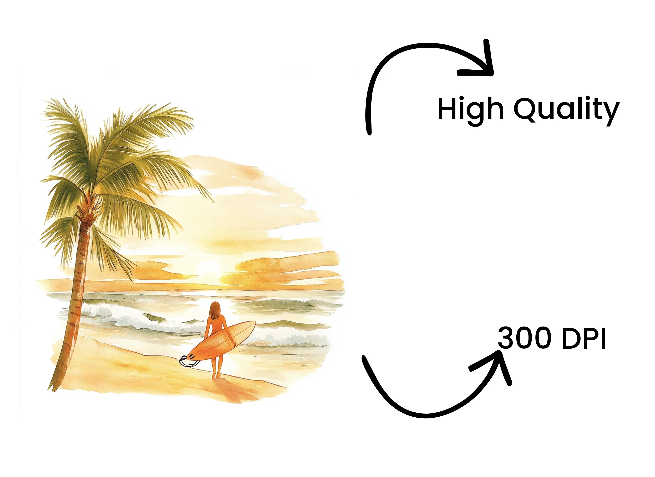 Tropical Beach Sunset Surfer Girl Clipart Bundle - Image 4