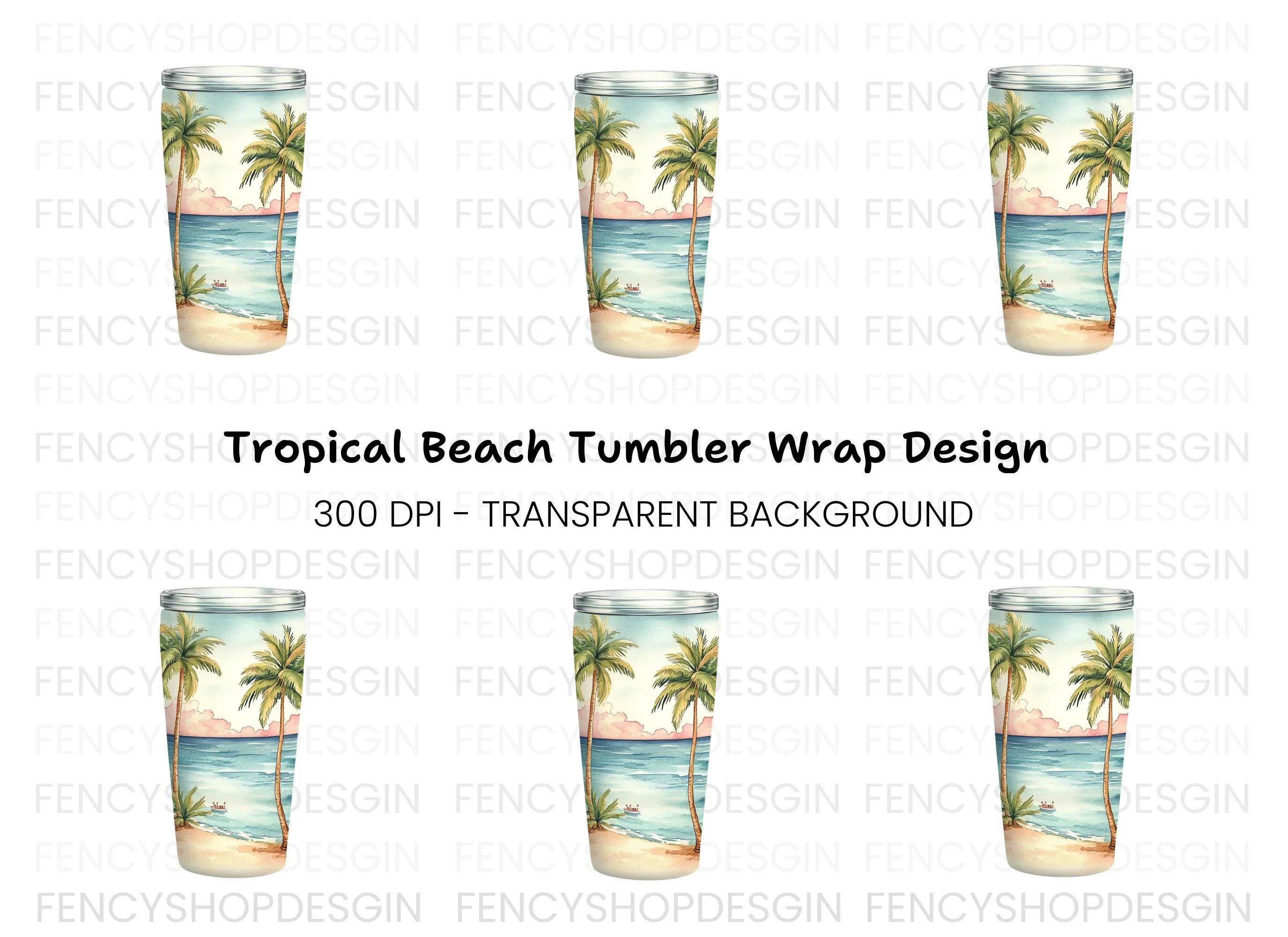Tropical Beach Tumbler Clipart Bundle