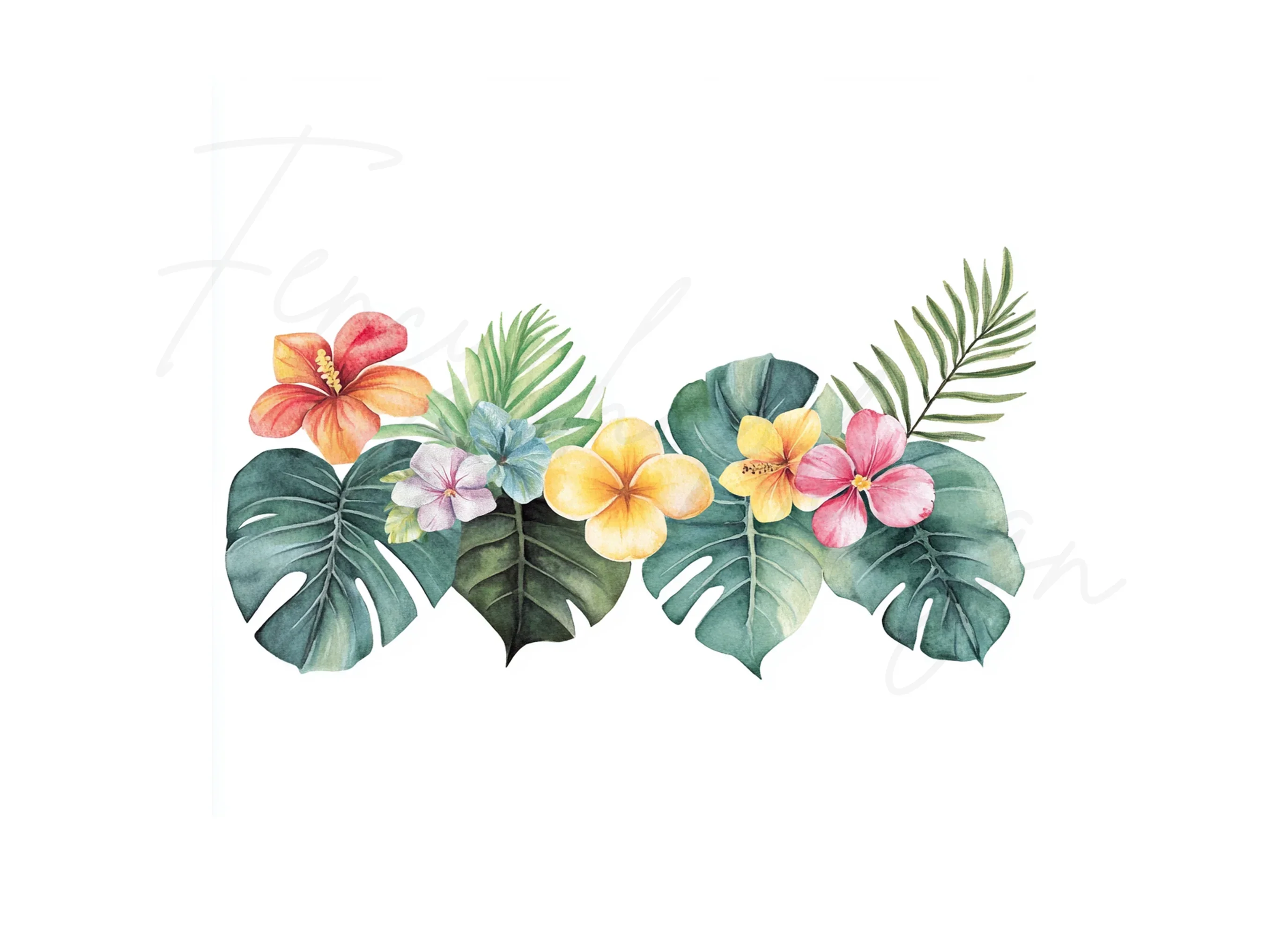 Tropical Flowers and Leaves Clipart Bundle - Image 2