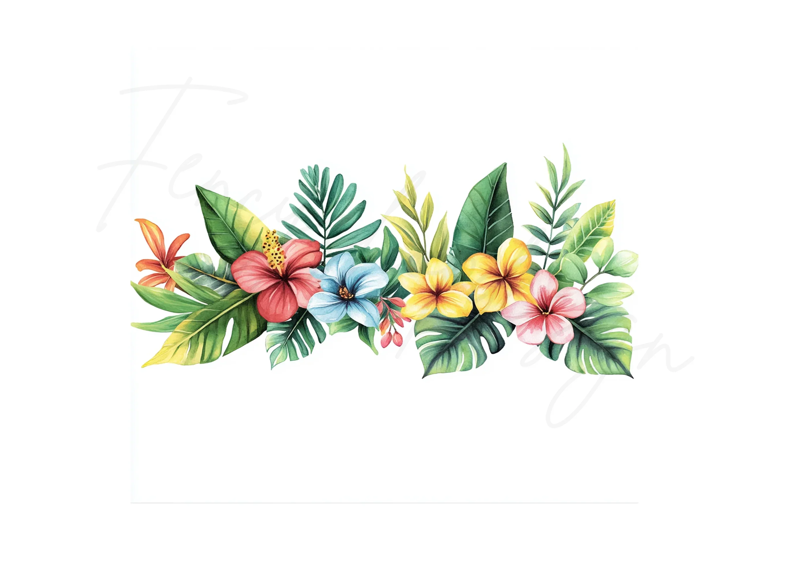 Tropical Flowers and Leaves Clipart Bundle - Image 3