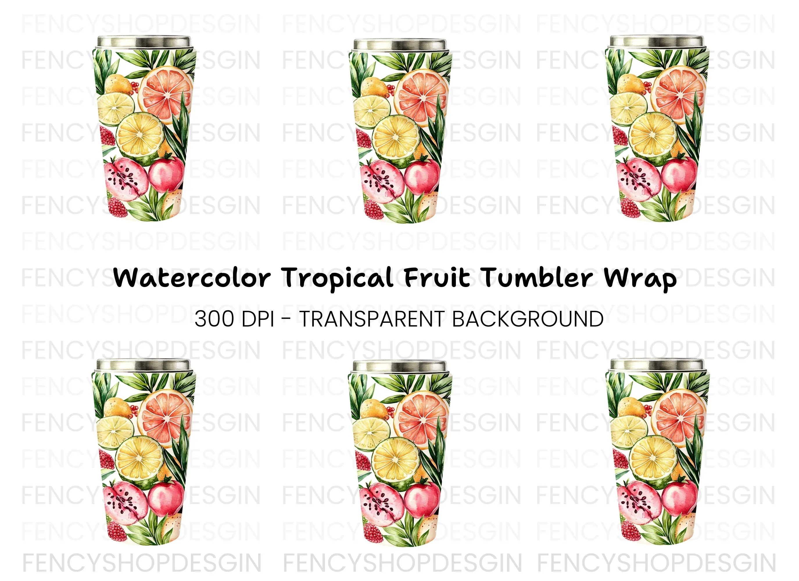 Tropical Fruit Tumbler Clipart Bundle