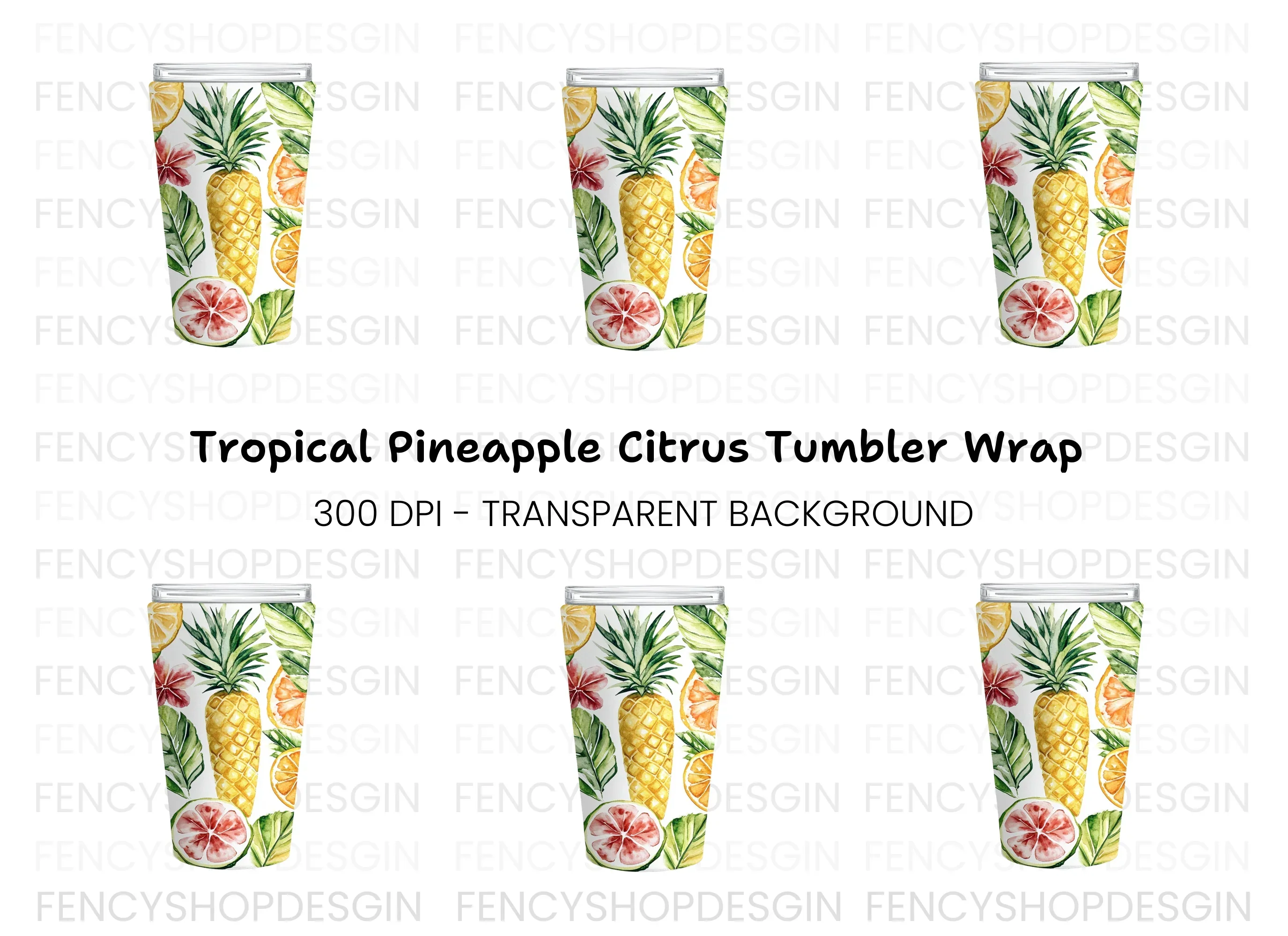 Tropical Fruit Tumbler Clipart Bundle