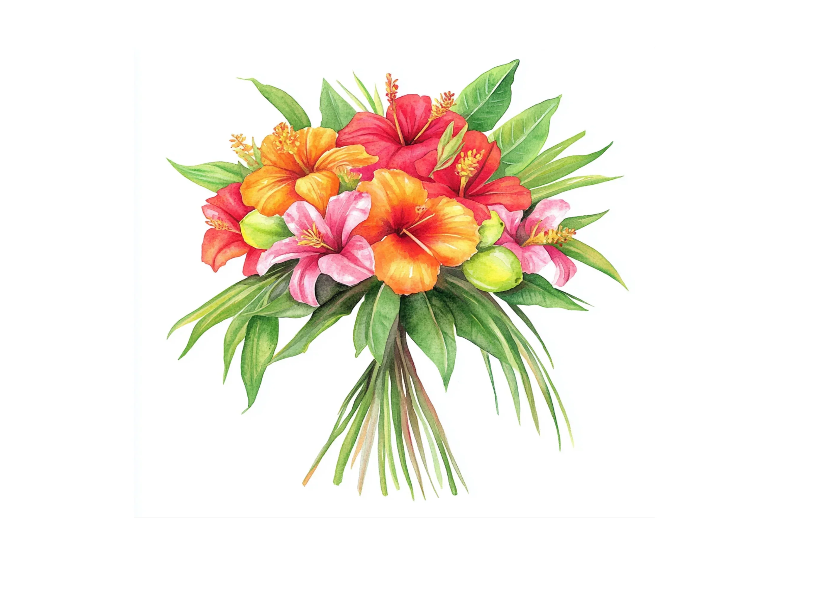 Tropical Hibiscus Flower Bouquets Clipart Bundle - Image 3