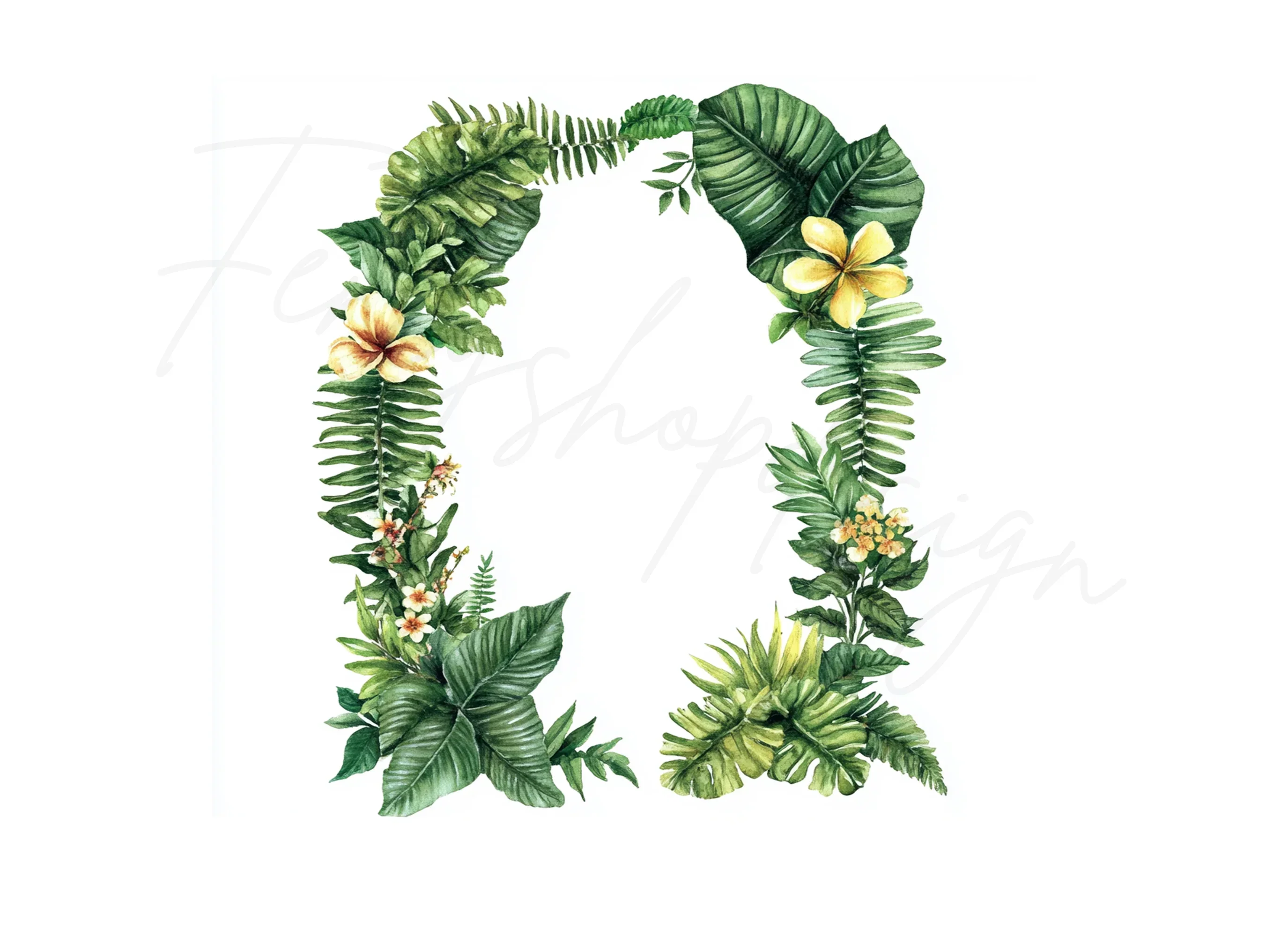 Tropical Leaves Plumeria Frame Clipart Bundle - Image 3