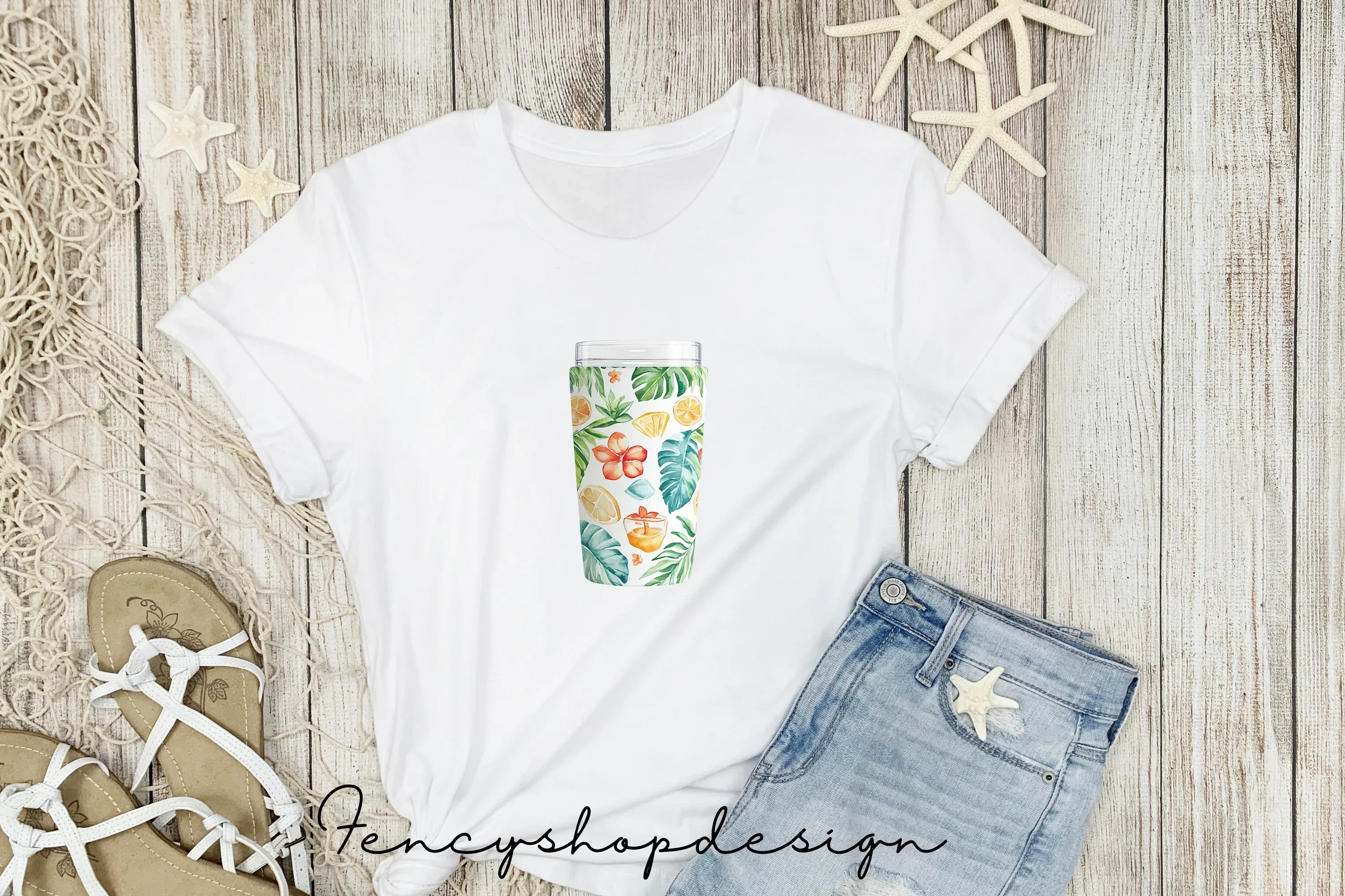 Tropical Summer Tumbler Clipart Bundle - Image 5