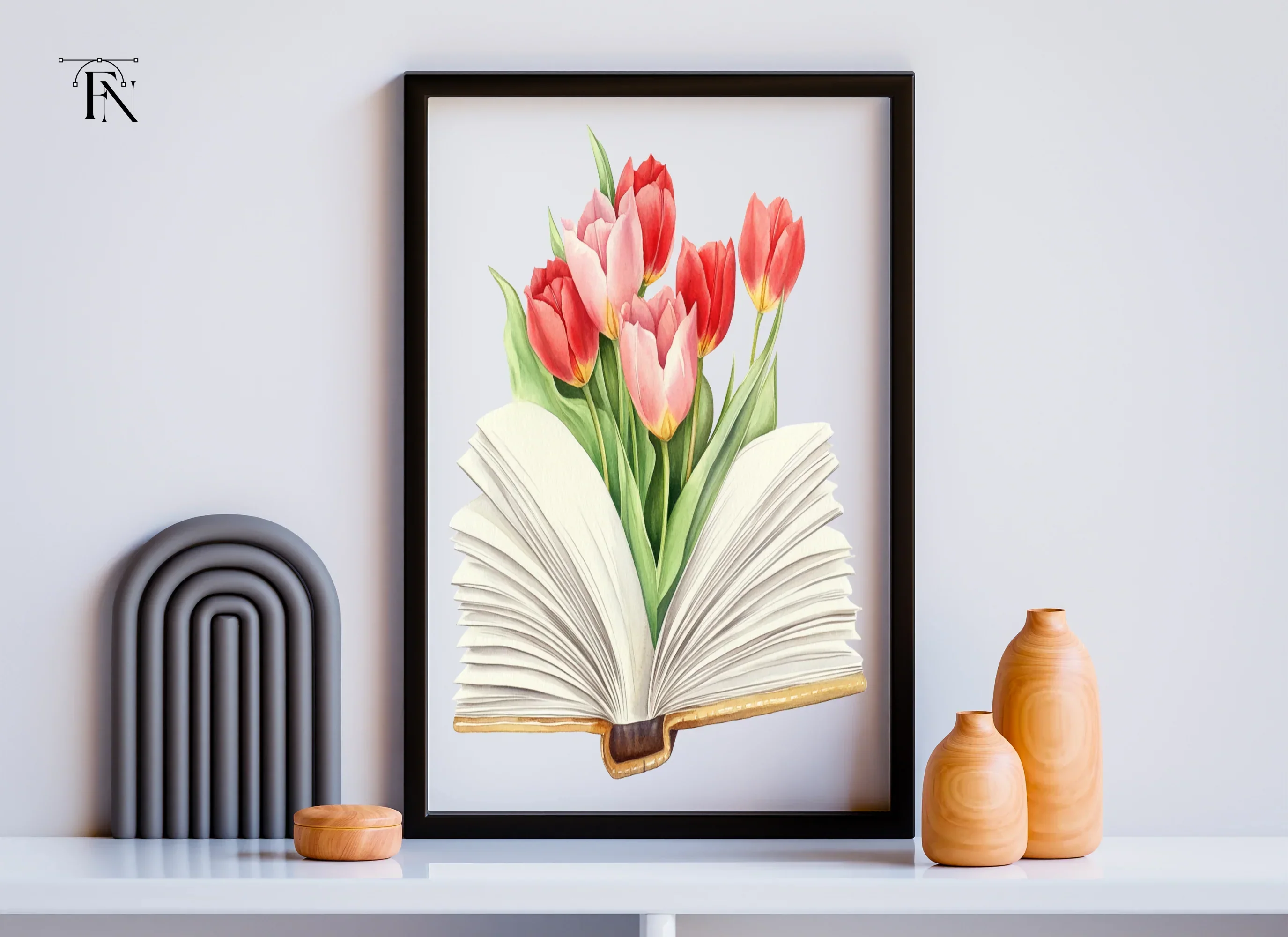 Tulip Bouquet in Open Book Clipart Bundle - Image 6