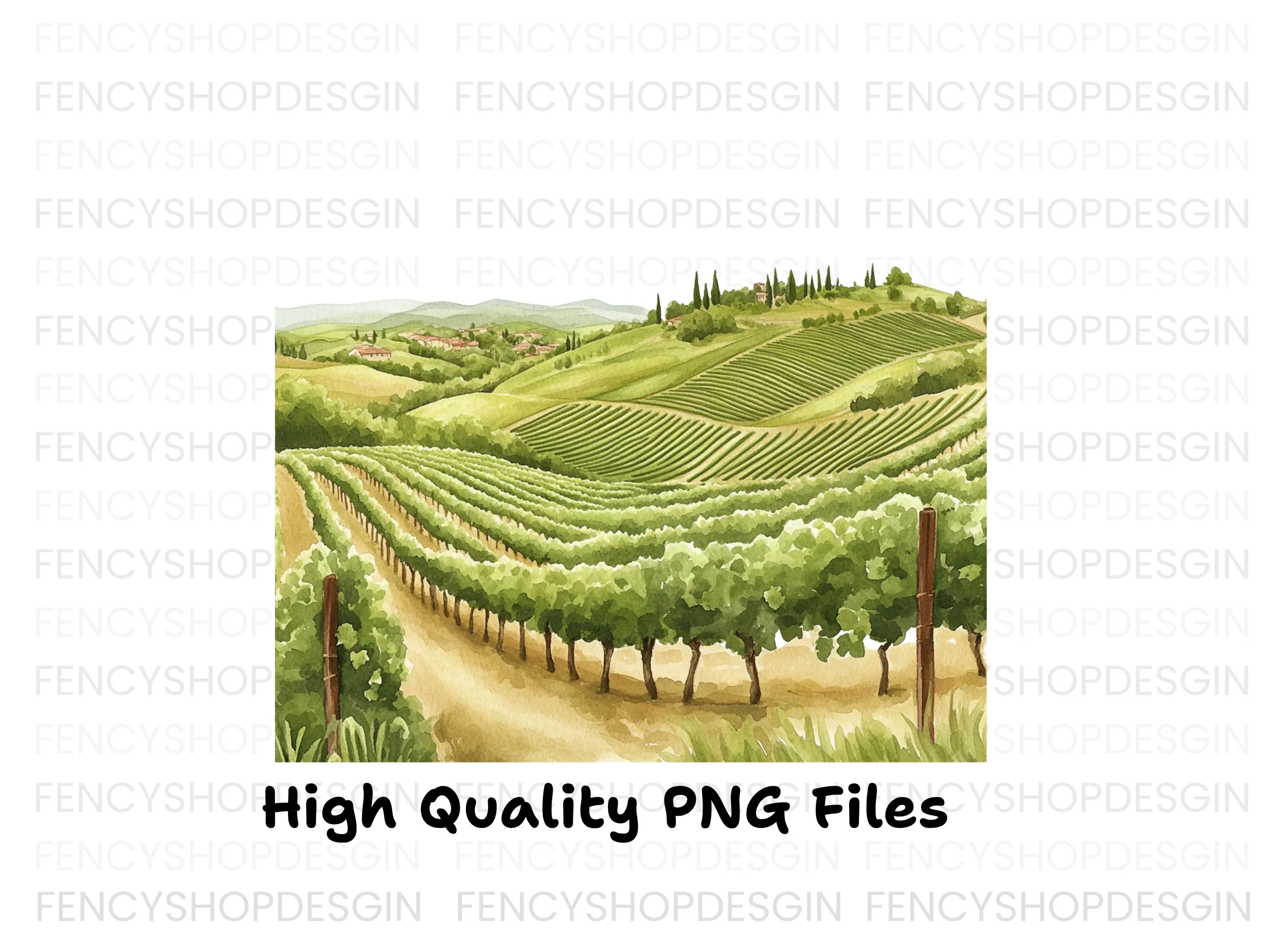 Tuscan Vineyard Landscape Clipart Bundle - Image 3