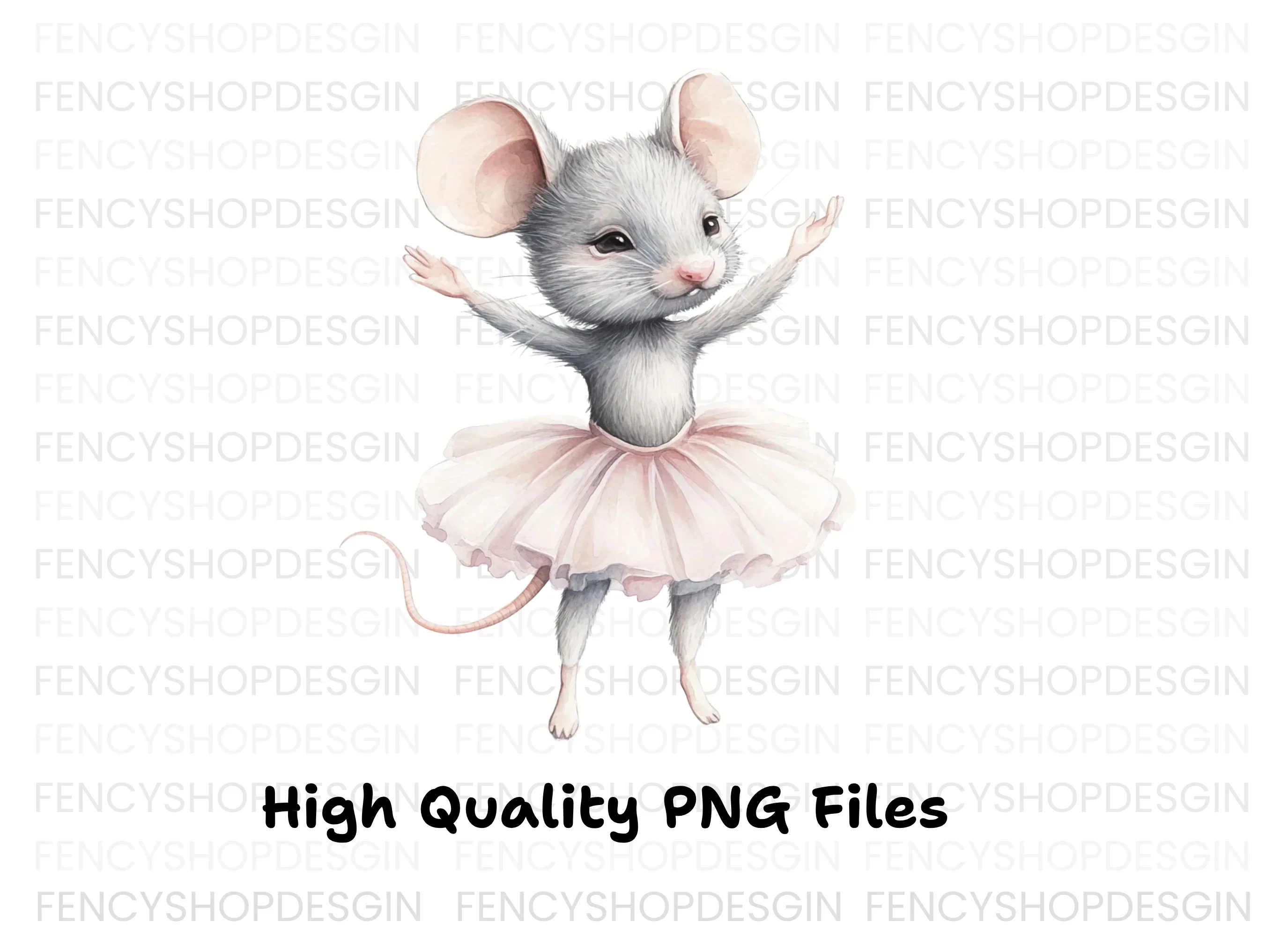 Twin Grey Ballerina Mice Clipart Bundle - Image 2