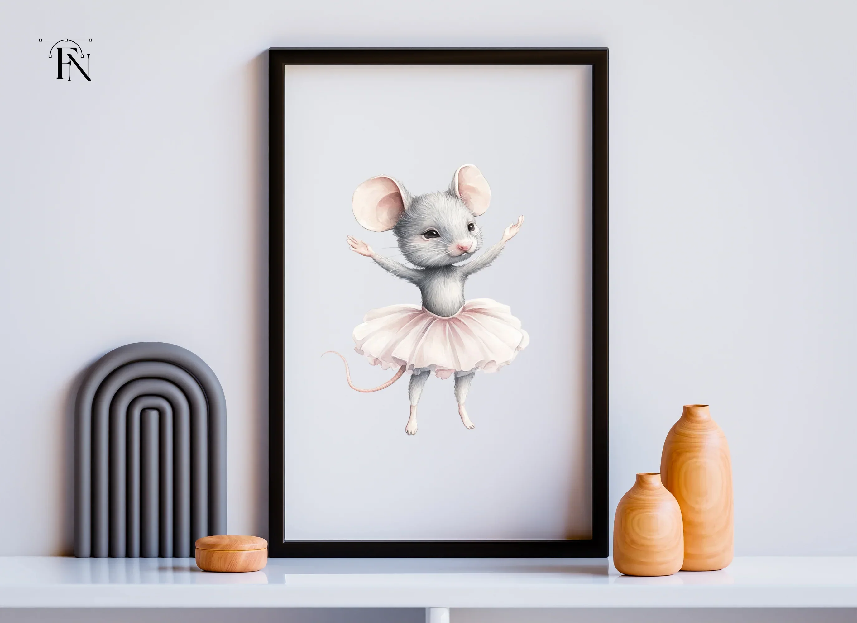 Twin Grey Ballerina Mice Clipart Bundle - Image 3