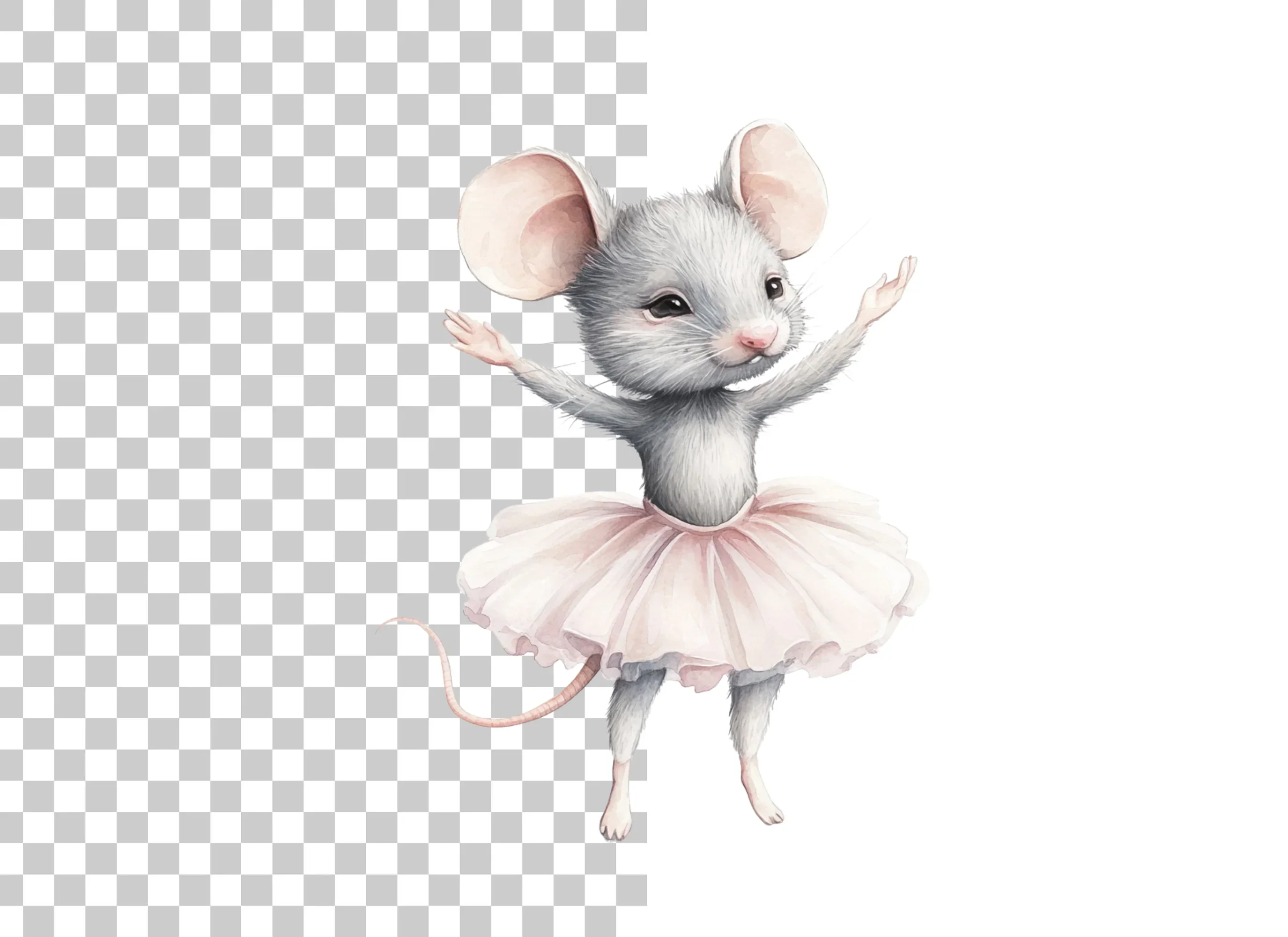Twin Grey Ballerina Mice Clipart Bundle - Image 6