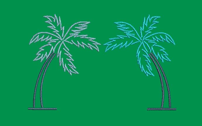 Twin Palm Trees Outline Embroidery Design
