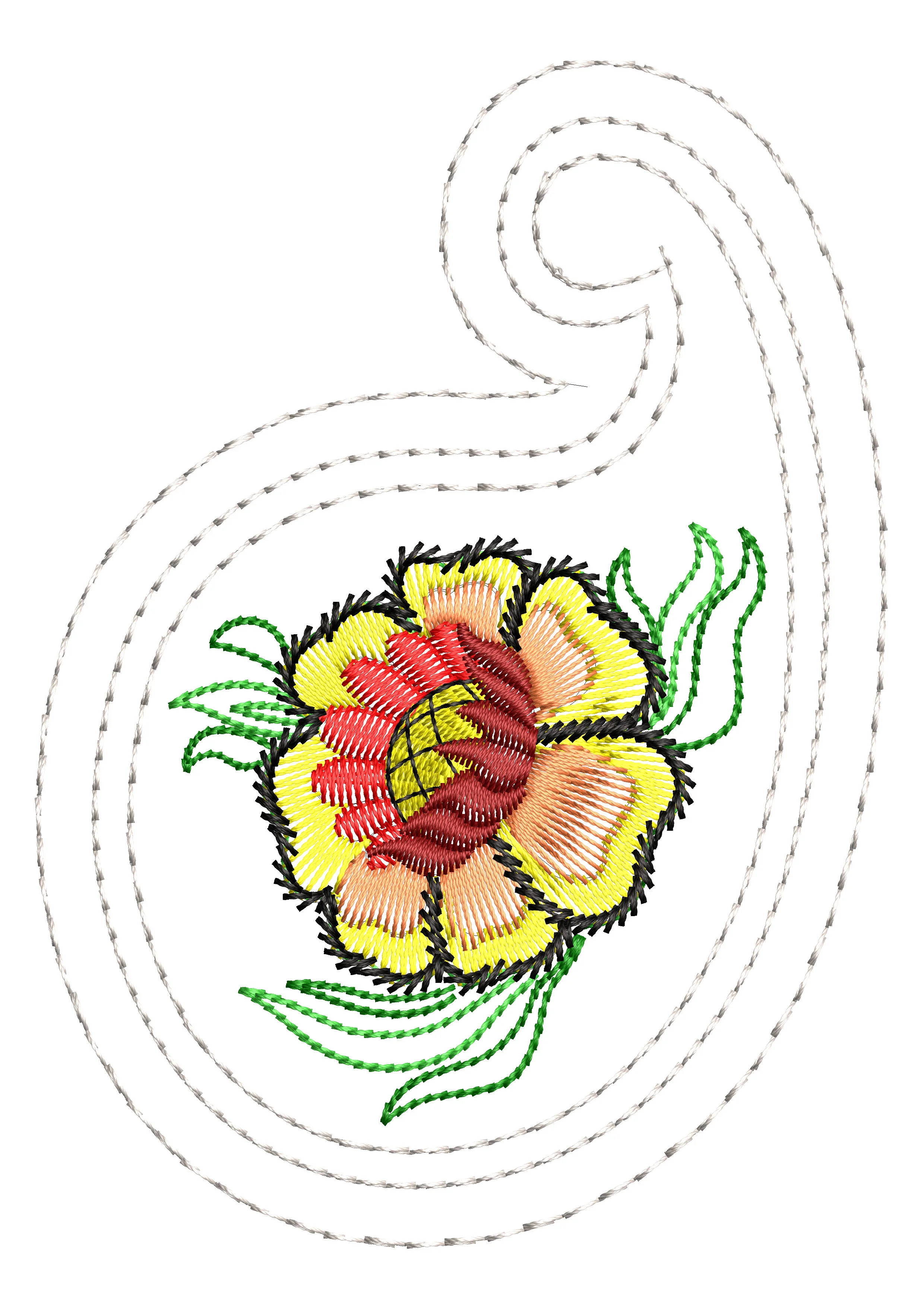 Twin Sequin Flower Embroidery Design