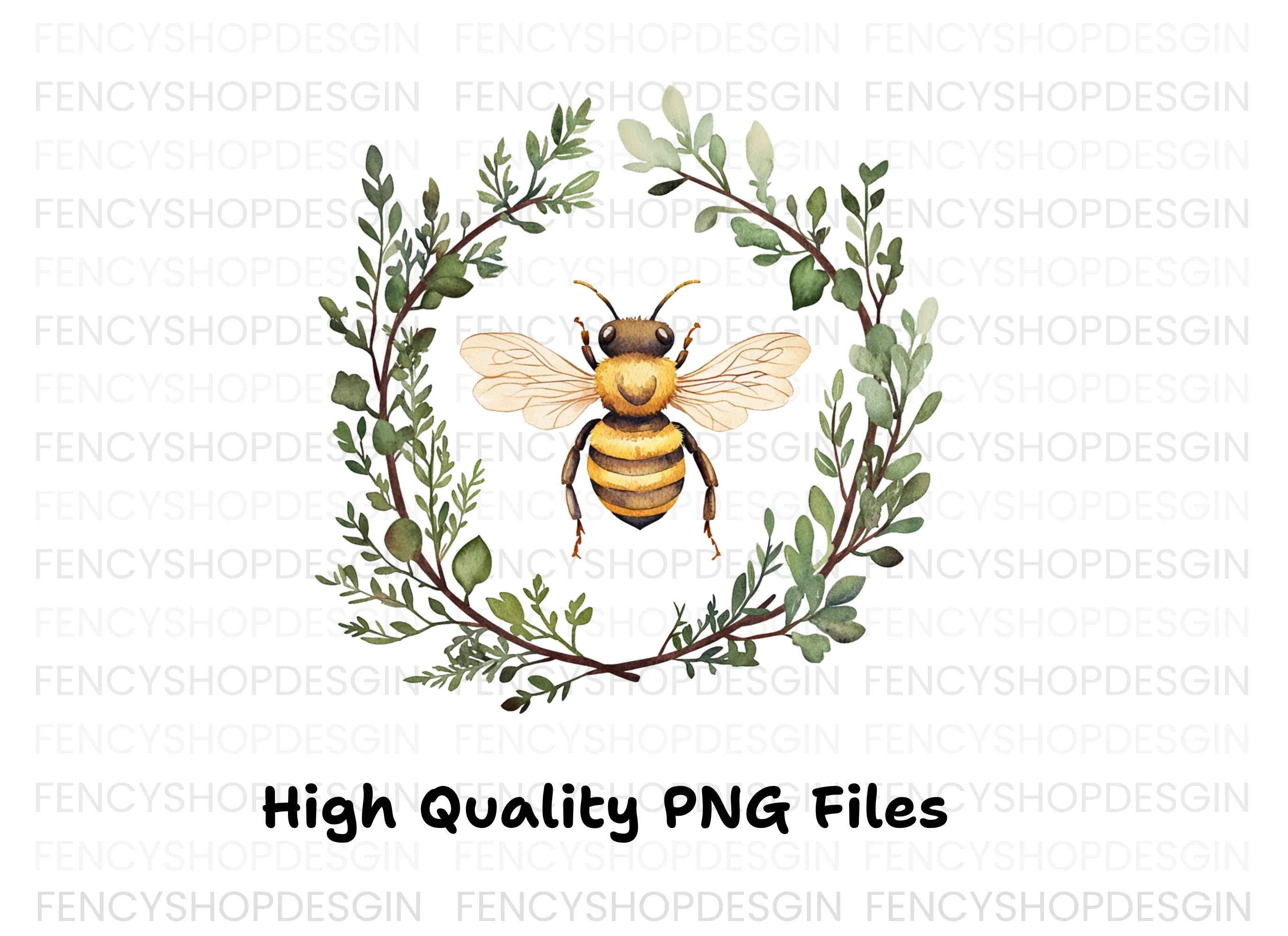 Two Bees in Botanical Wreaths Clipart Bundle - Image 3