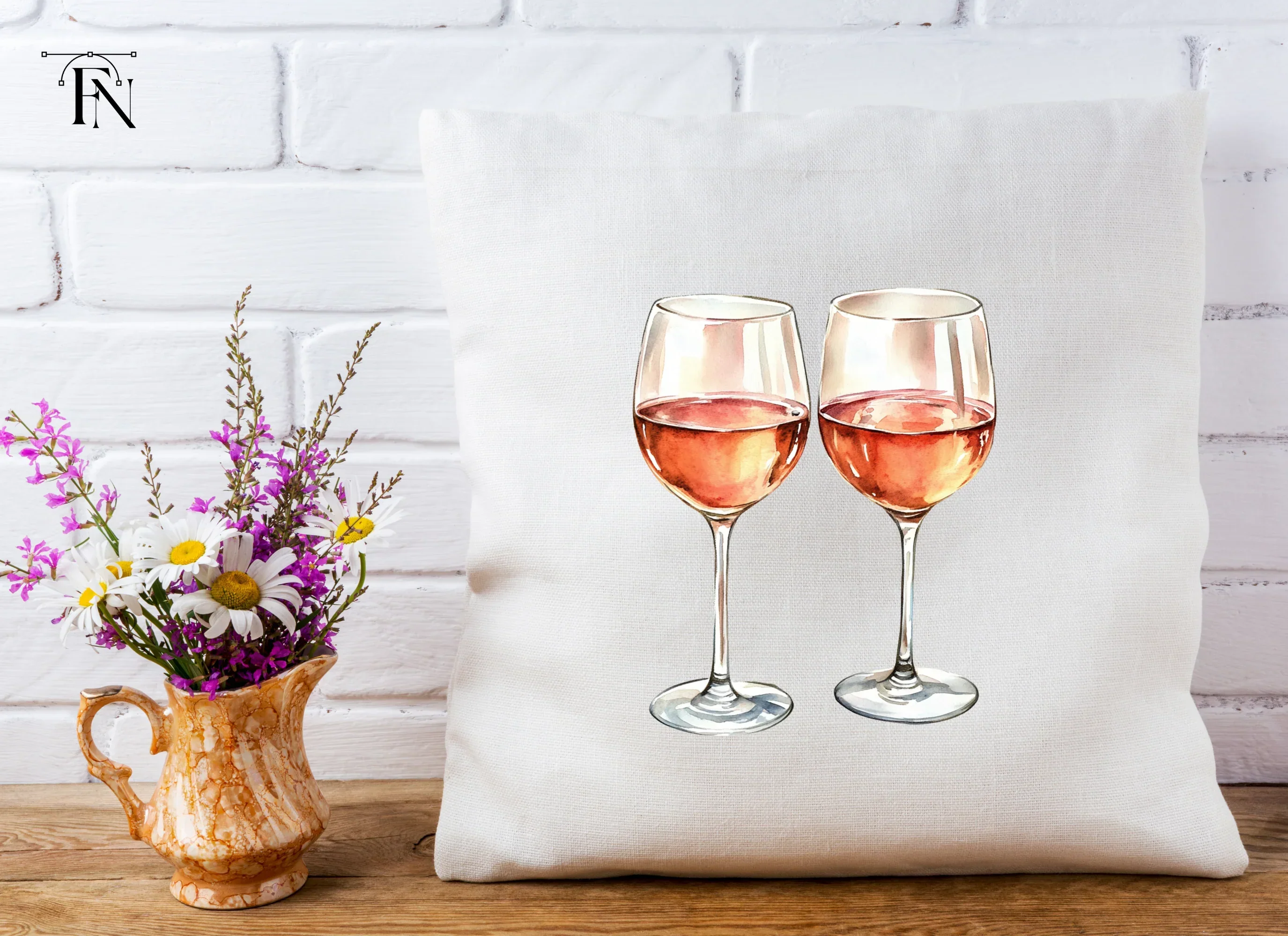 Two Glasses of Rose Wine Clipart Bundle - Image 5