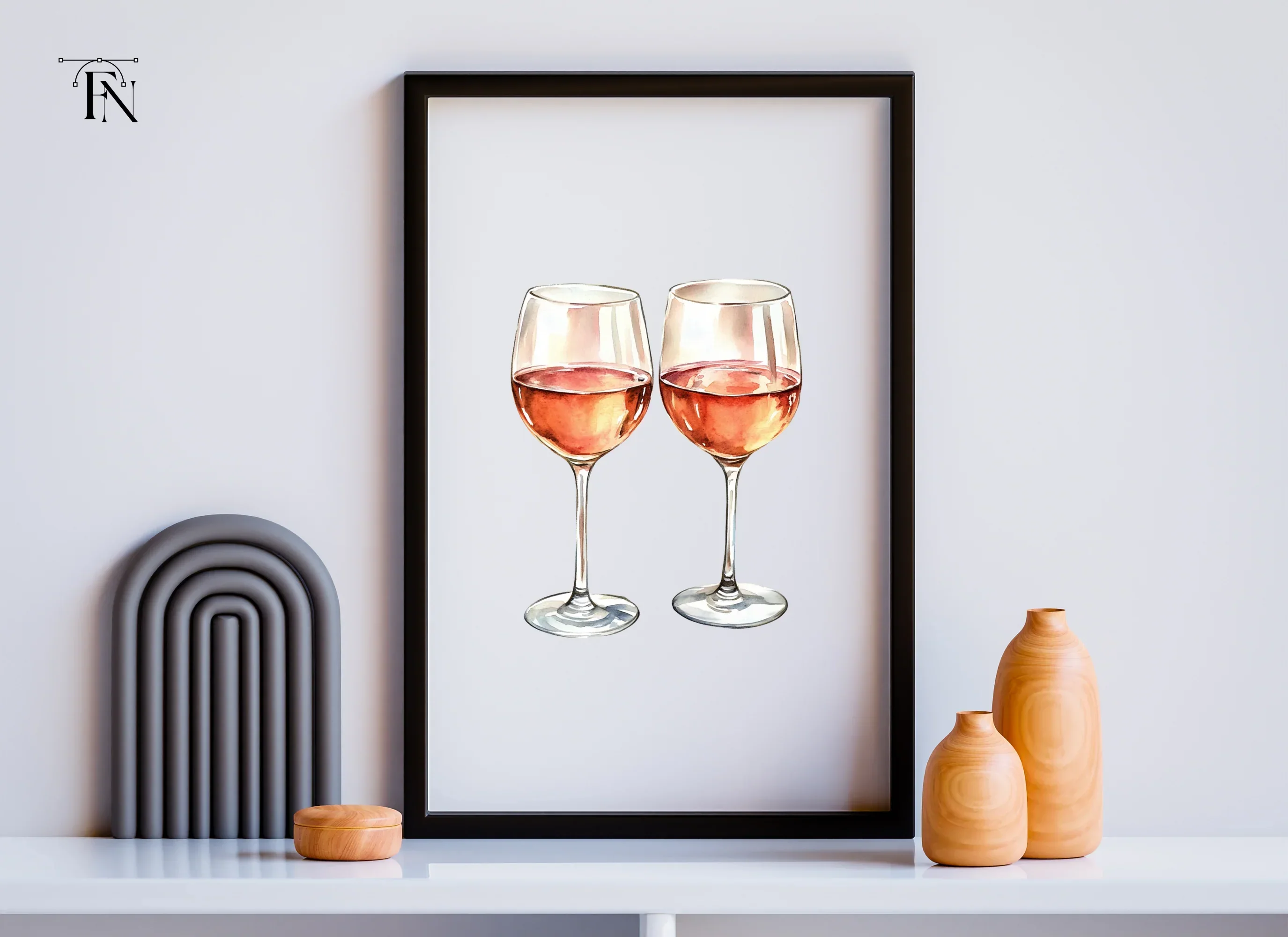 Two Glasses of Rose Wine Clipart Bundle - Image 6