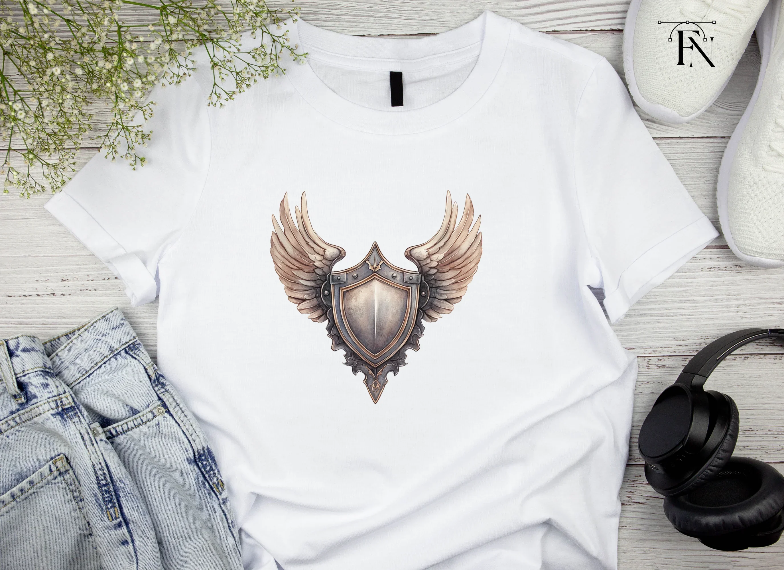 Two Winged Shields Clipart Bundle - Image 3