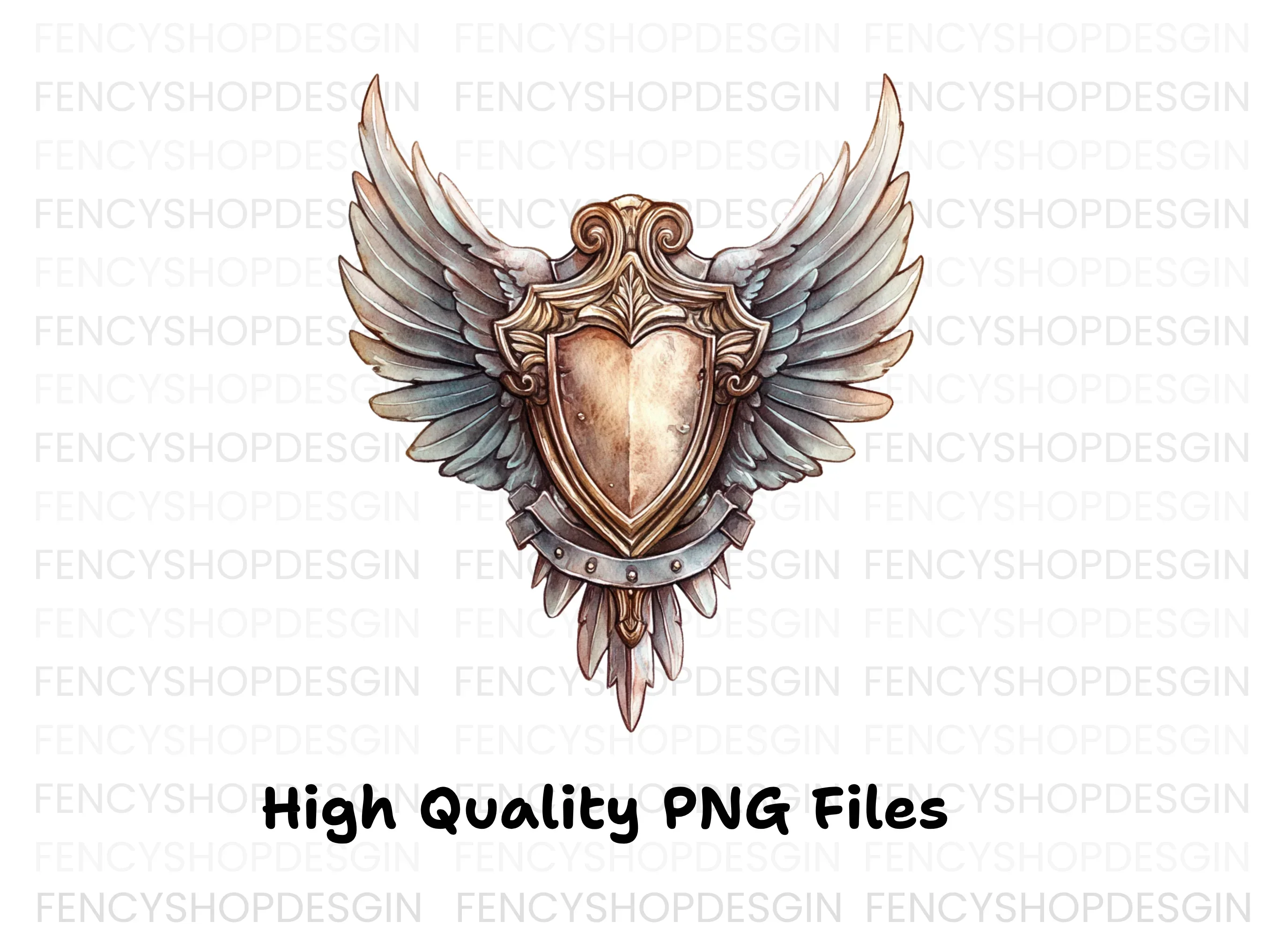 Two Winged Shields Clipart Bundle - Image 5
