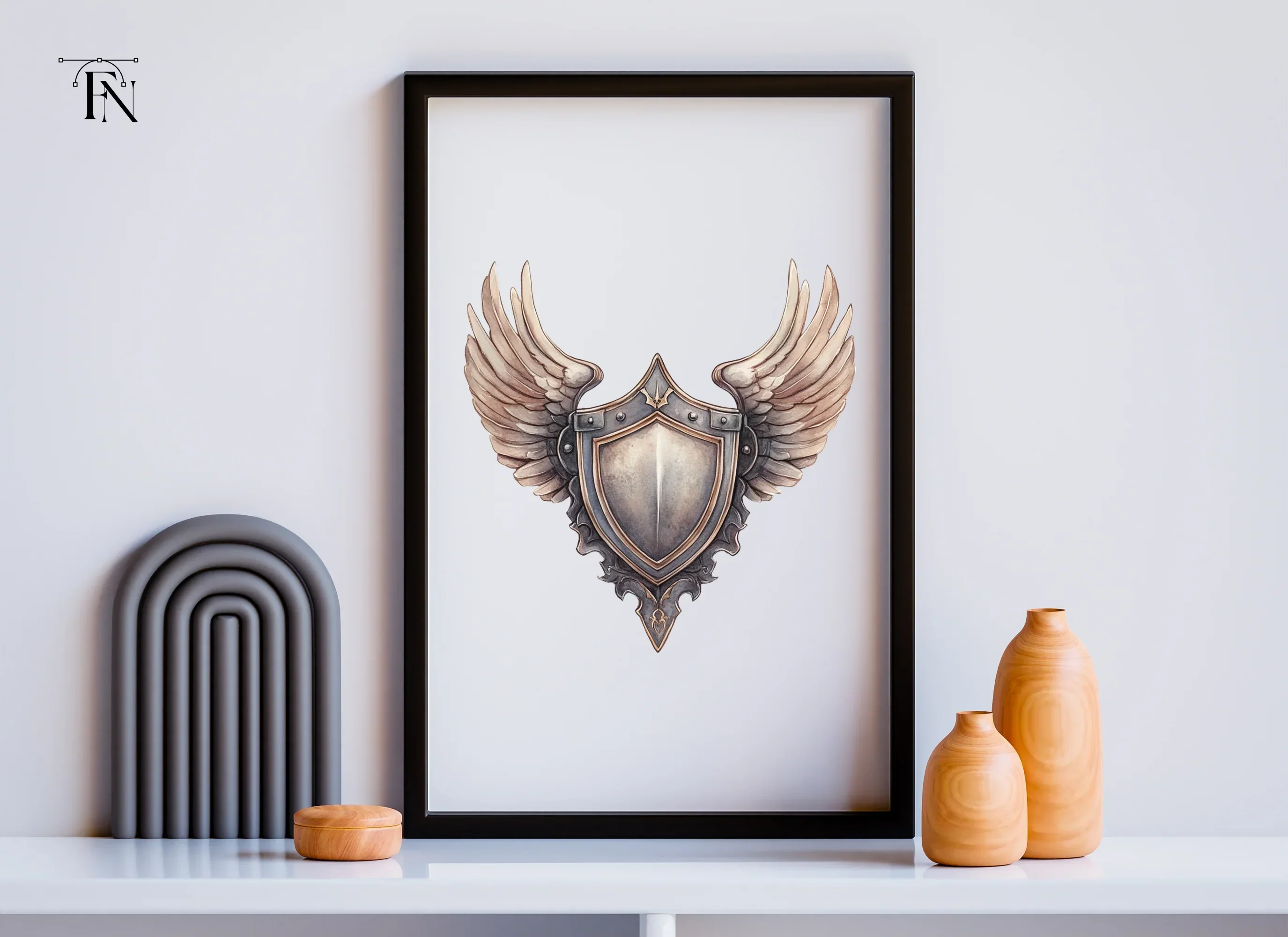 Two Winged Shields Clipart Bundle - Image 6