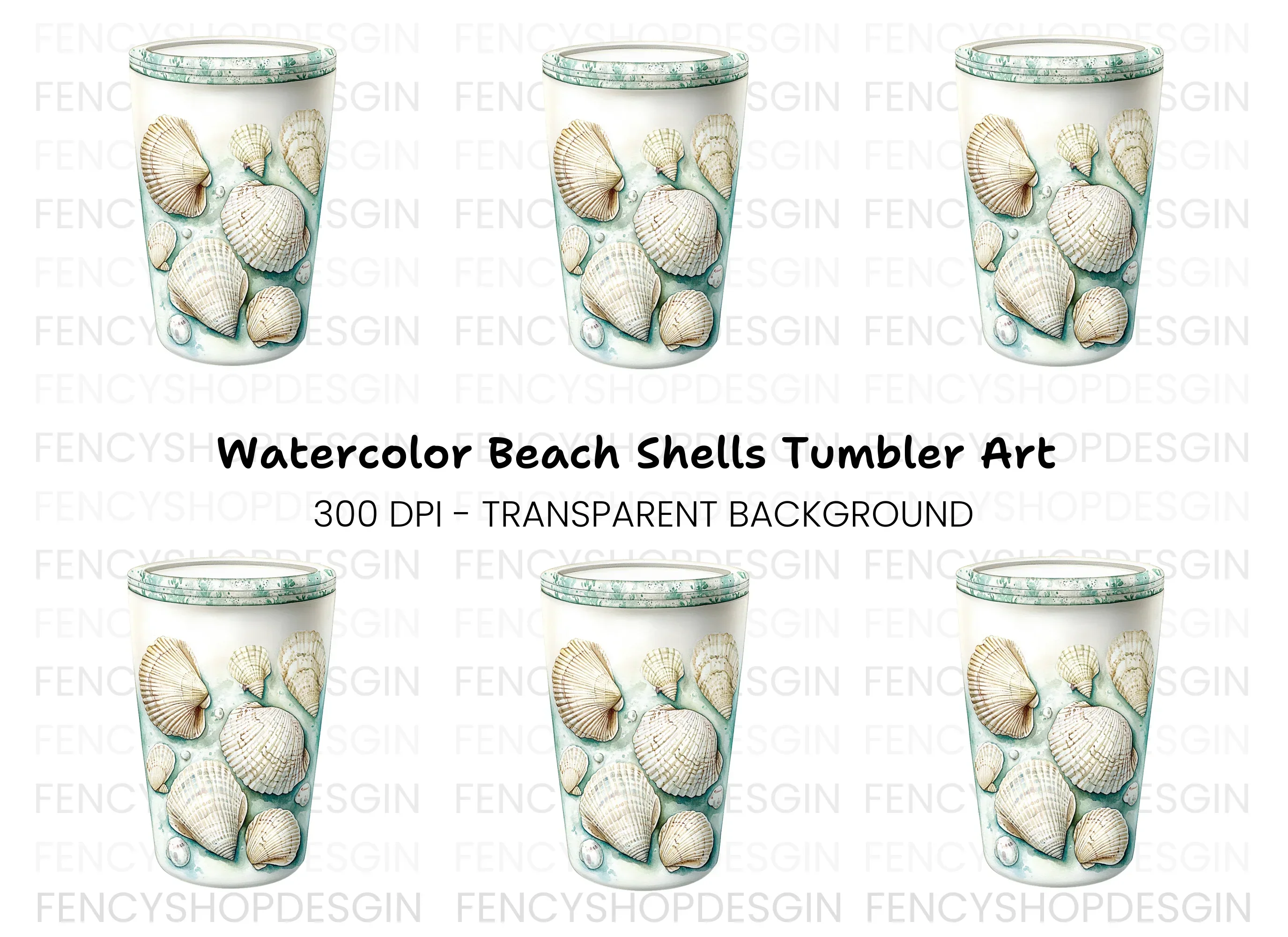 Underwater Seashells Tumbler Clipart Bundle